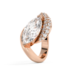 East West Marquise Half Pave Lab Grown Diamond Engagement Ring