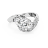 East West Marquise Half Pave Lab Grown Diamond Engagement Ring