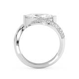 East West Marquise Half Pave Lab Grown Diamond Engagement Ring