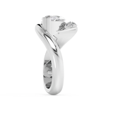 East West Marquise Half Pave Lab Grown Diamond Engagement Ring