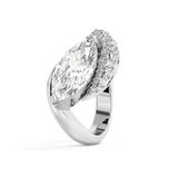 East West Marquise Half Pave Lab Grown Diamond Engagement Ring