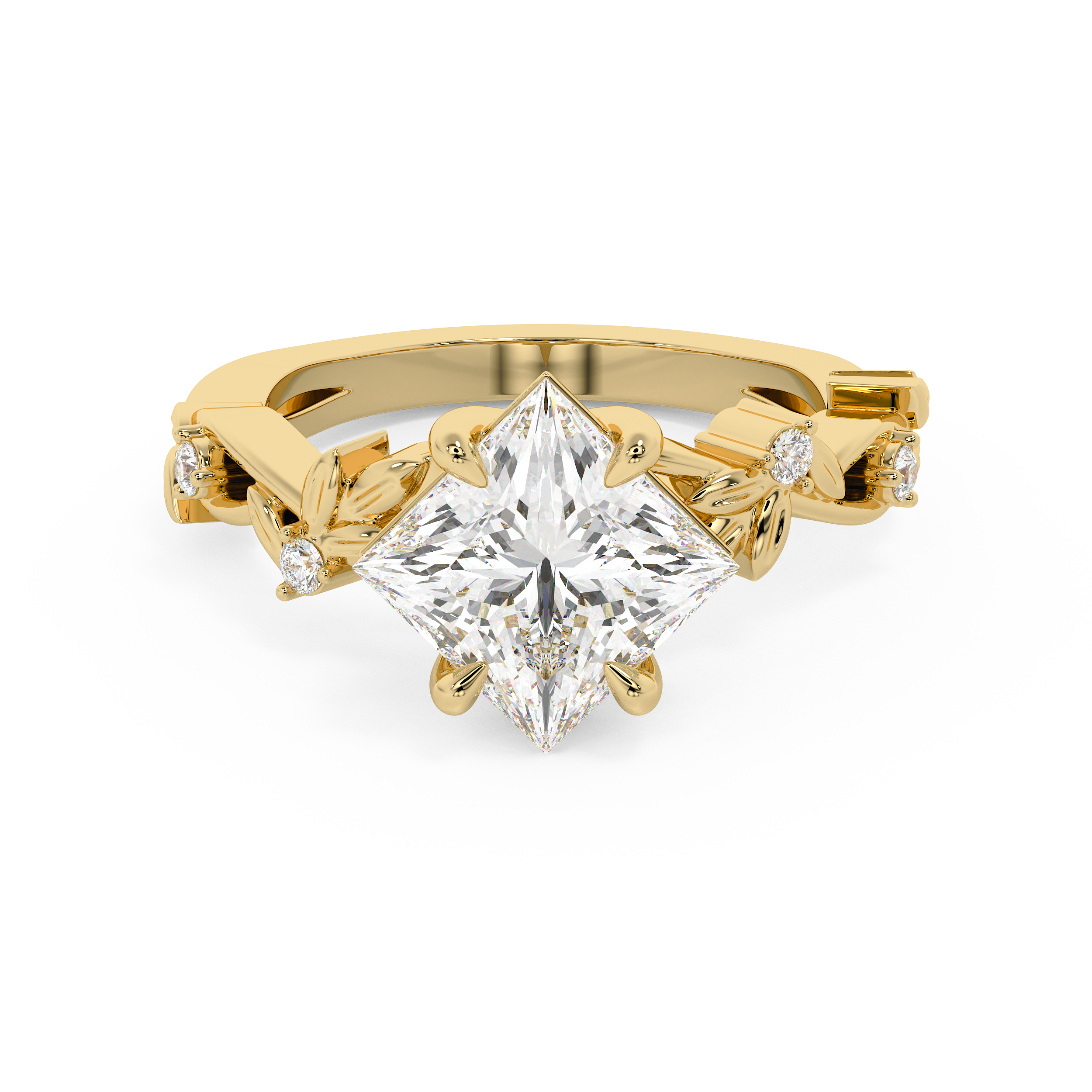 East West Princess Nature Inspired Lab Grown Diamond Engagement Ring