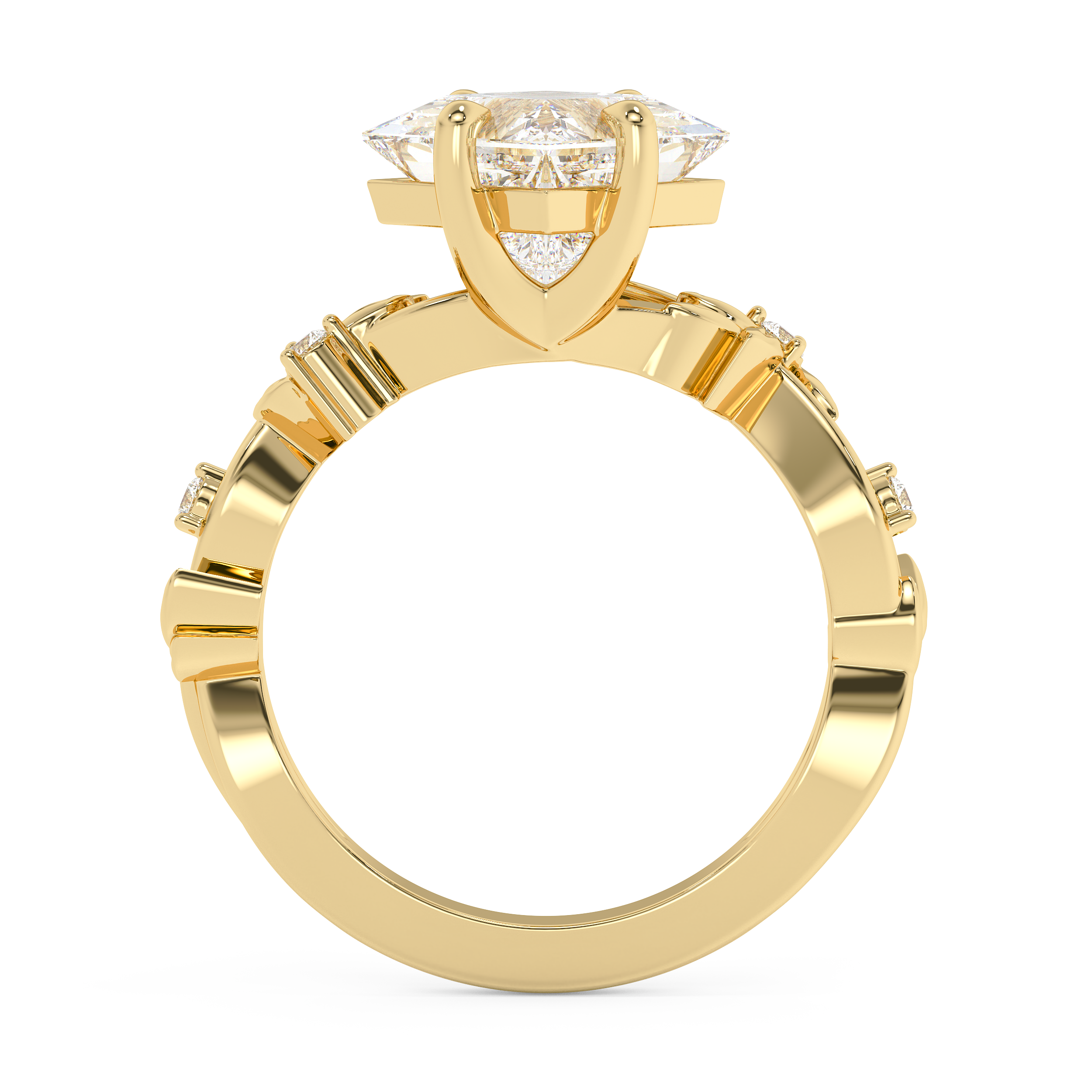 East West Princess Nature Inspired Lab Grown Diamond Engagement Ring