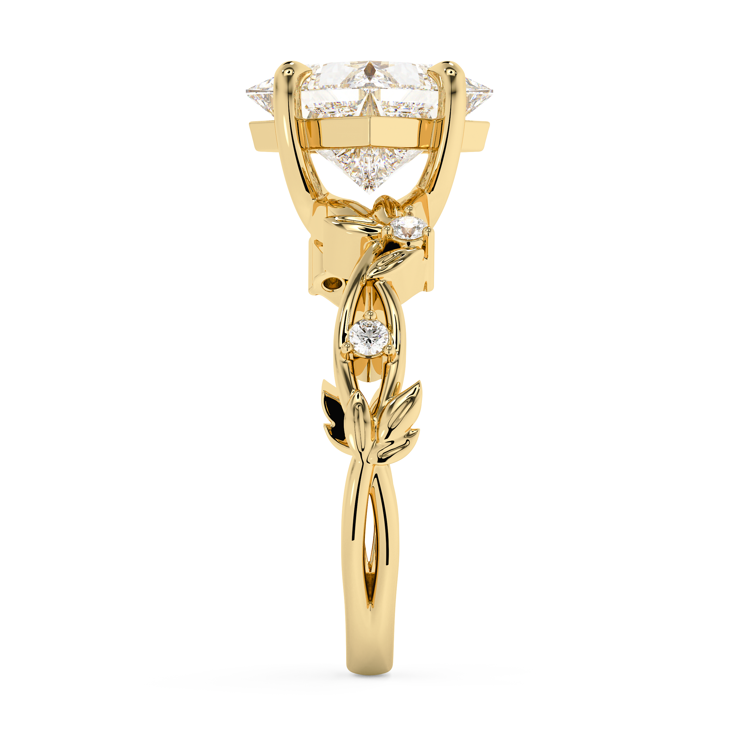 East West Princess Nature Inspired Lab Grown Diamond Engagement Ring
