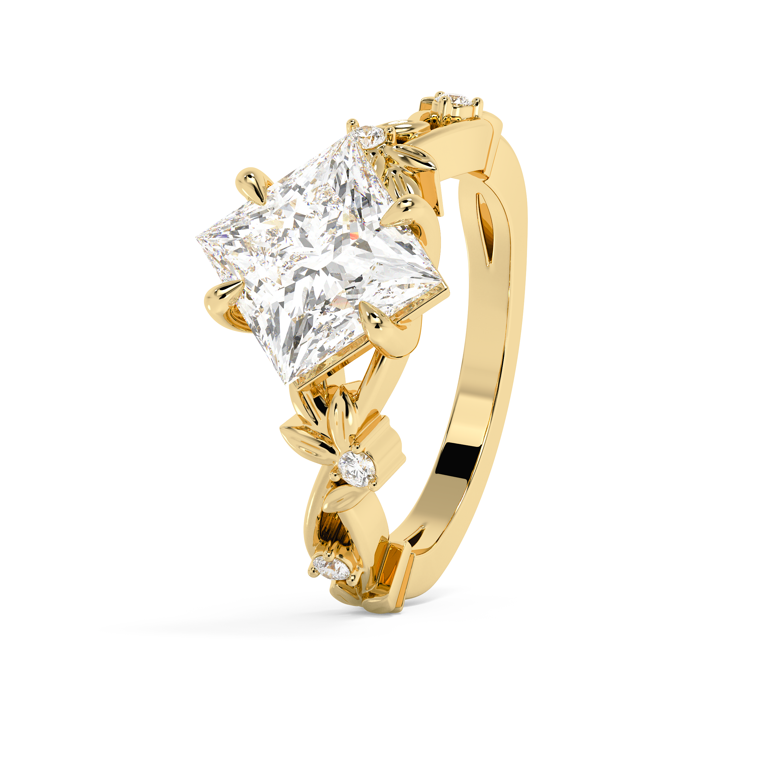 East West Princess Nature Inspired Lab Grown Diamond Engagement Ring