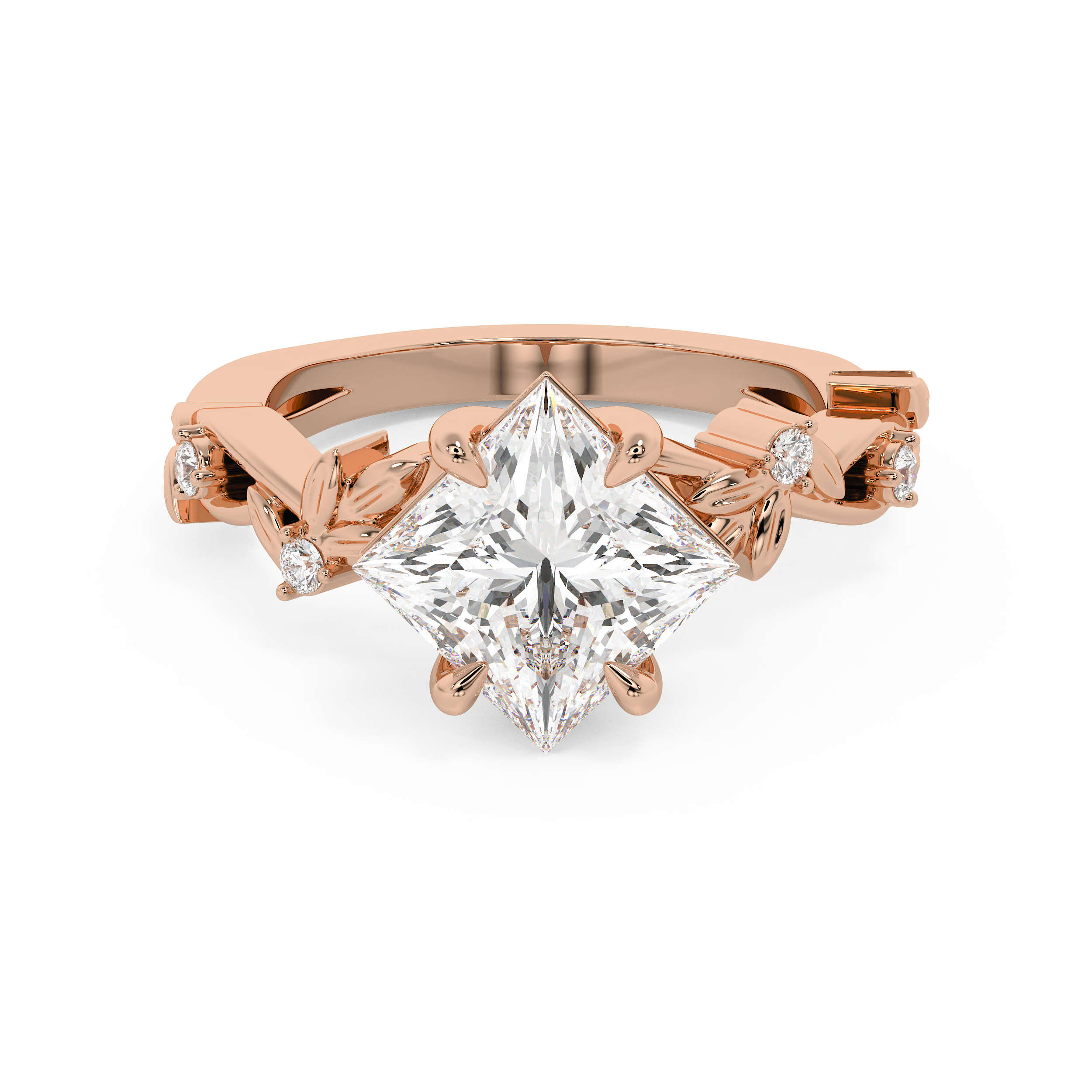 East West Princess Nature Inspired Lab Grown Diamond Engagement Ring