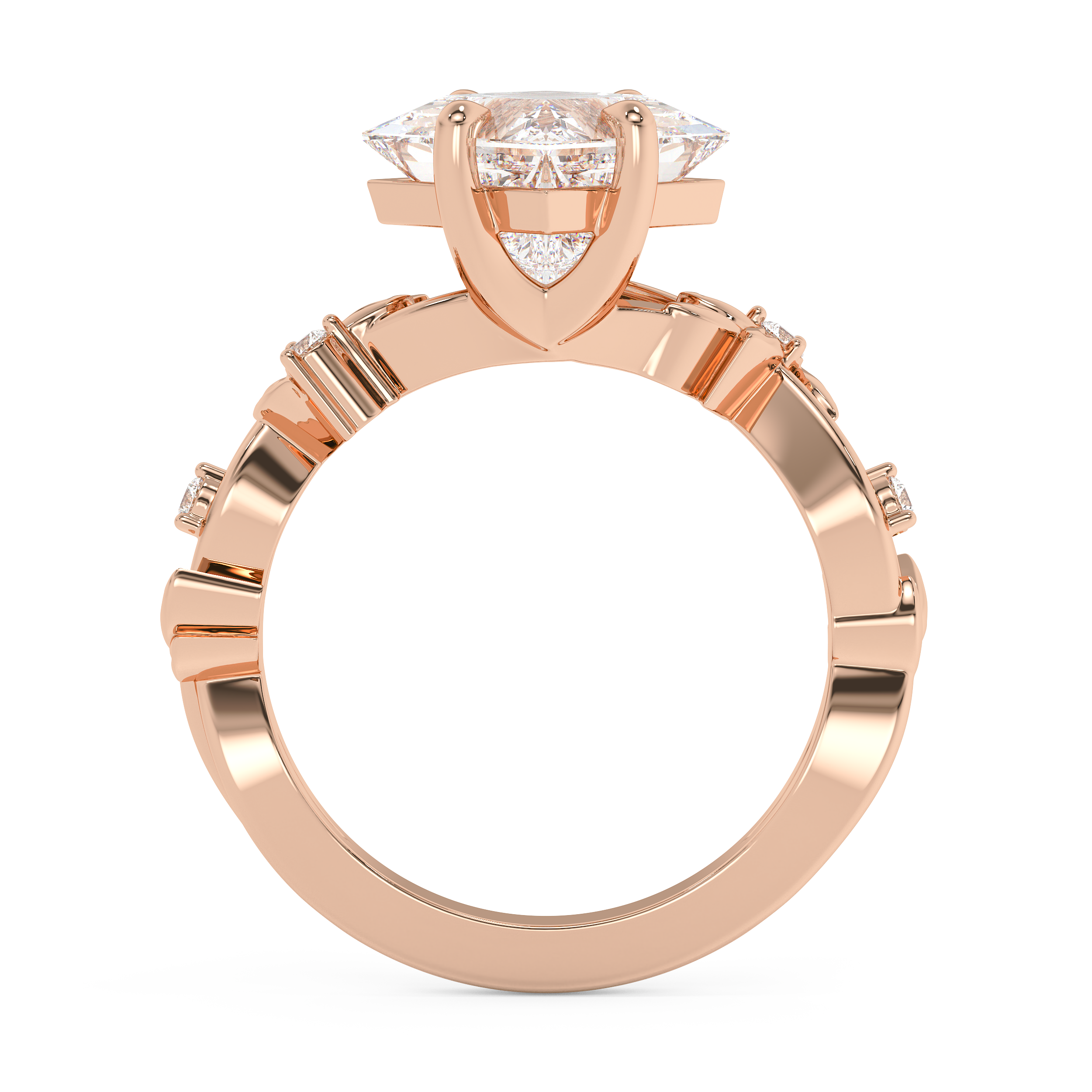 East West Princess Nature Inspired Lab Grown Diamond Engagement Ring