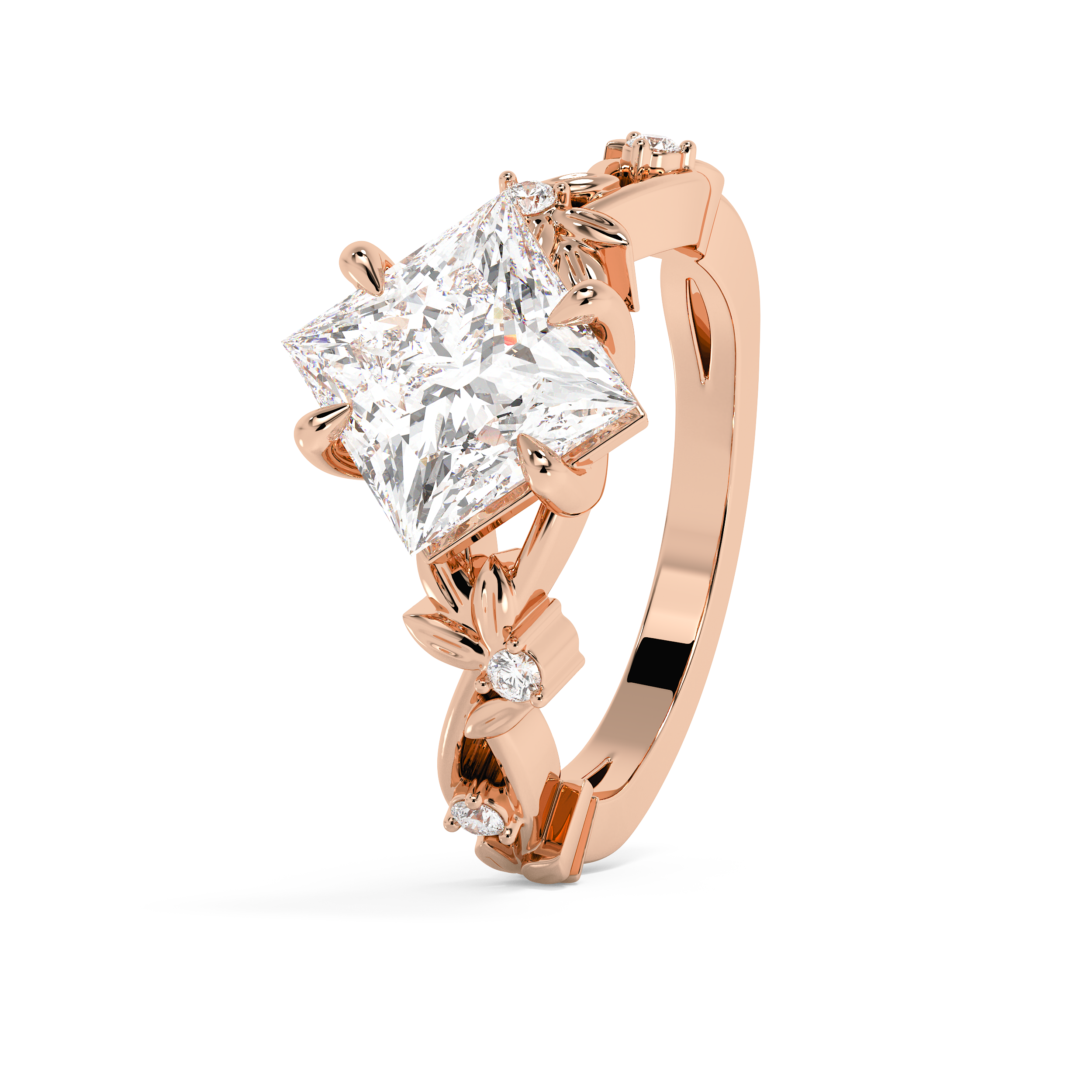East West Princess Nature Inspired Lab Grown Diamond Engagement Ring