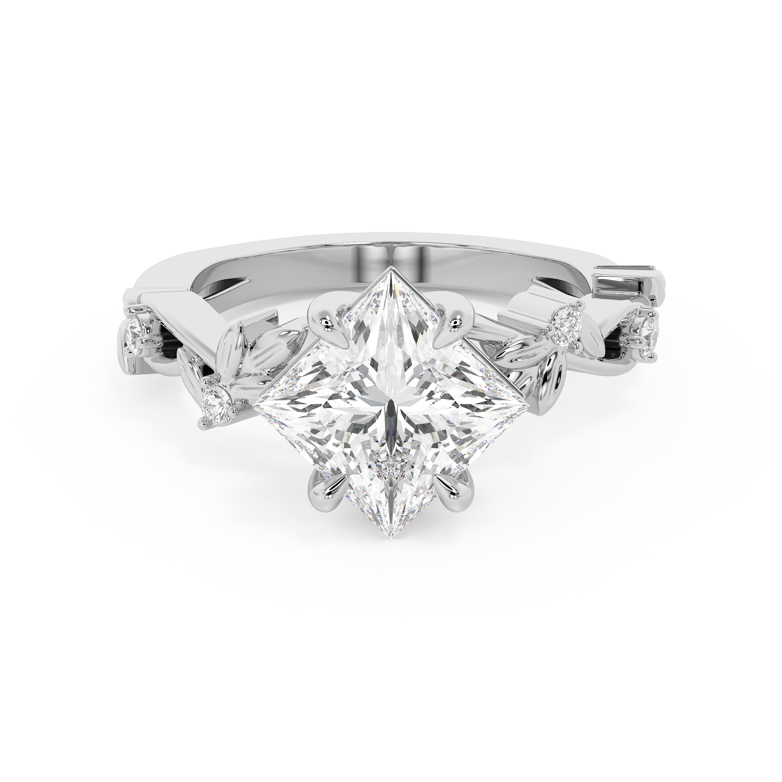 East West Princess Nature Inspired Lab Grown Diamond Engagement Ring