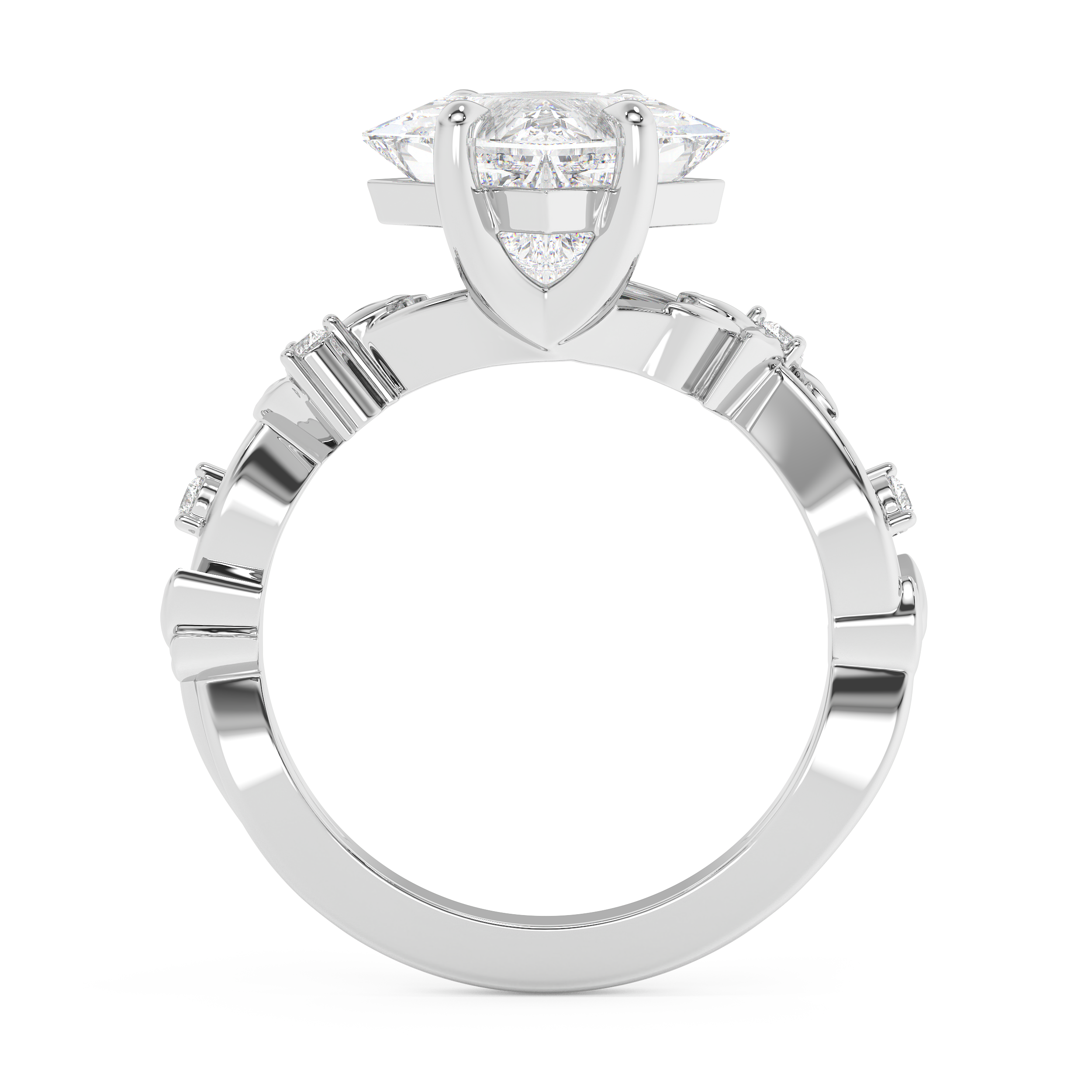 East West Princess Nature Inspired Lab Grown Diamond Engagement Ring