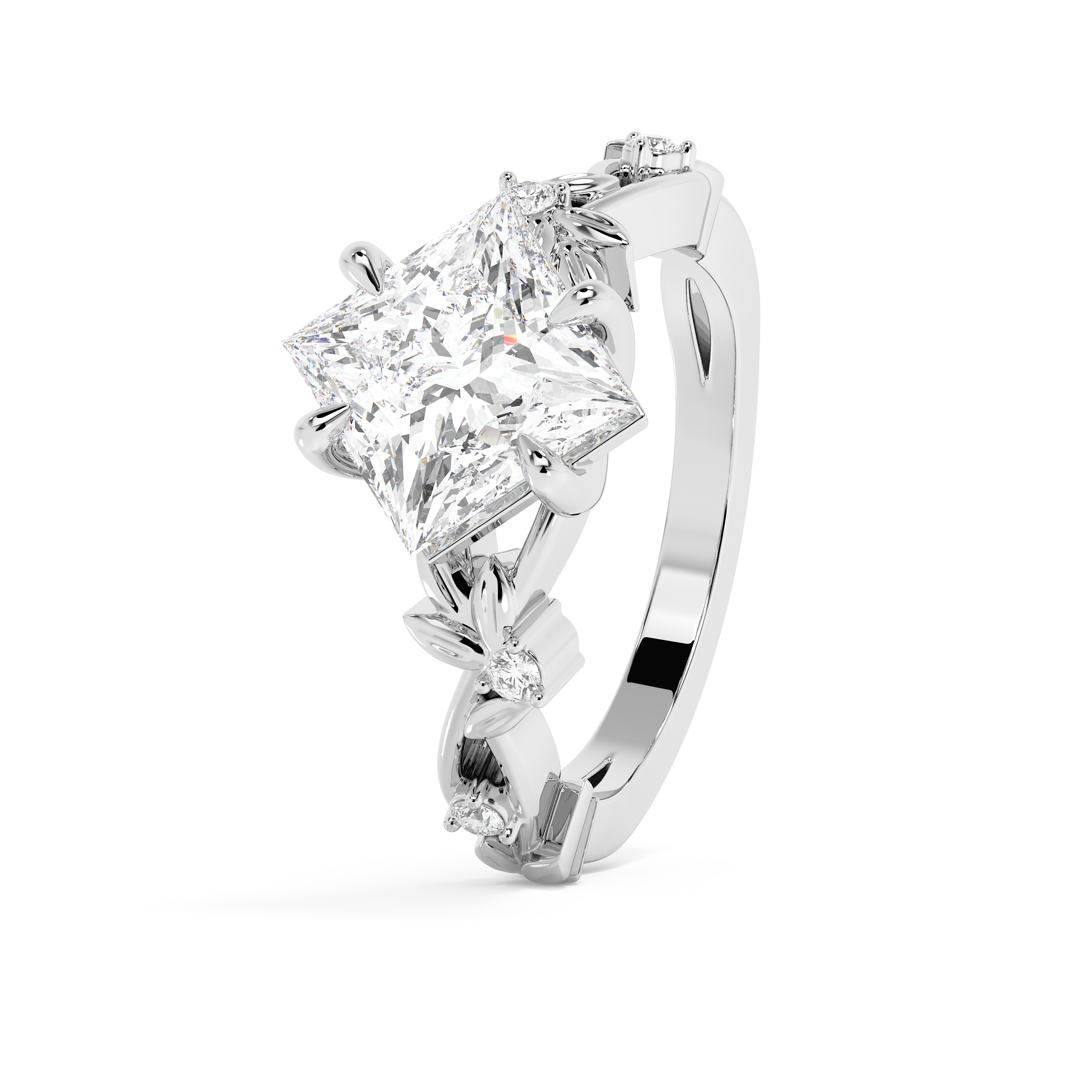 East West Princess Nature Inspired Lab Grown Diamond Engagement Ring