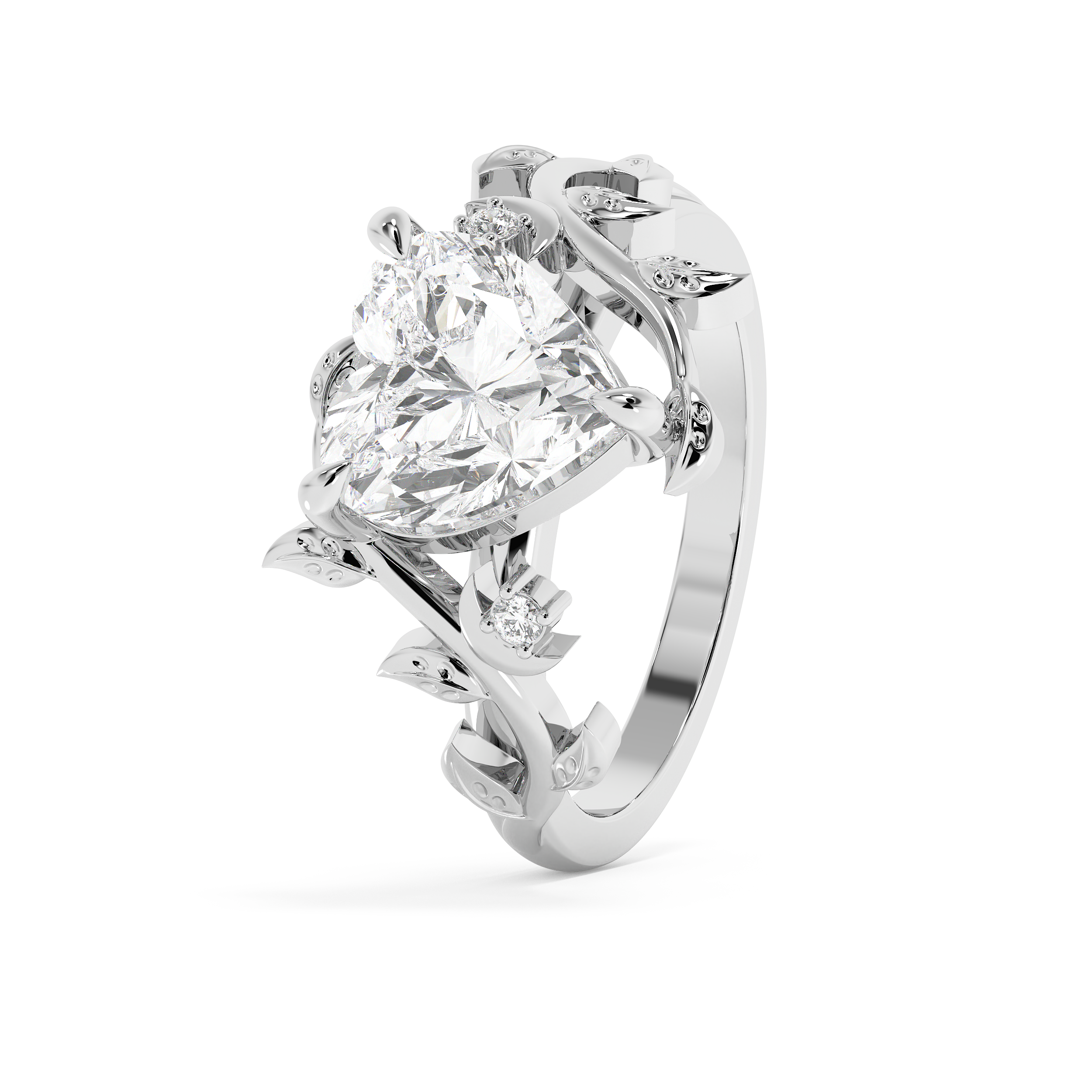 Heart Nature Inspired Lab Grown Diamond Engagement Ring