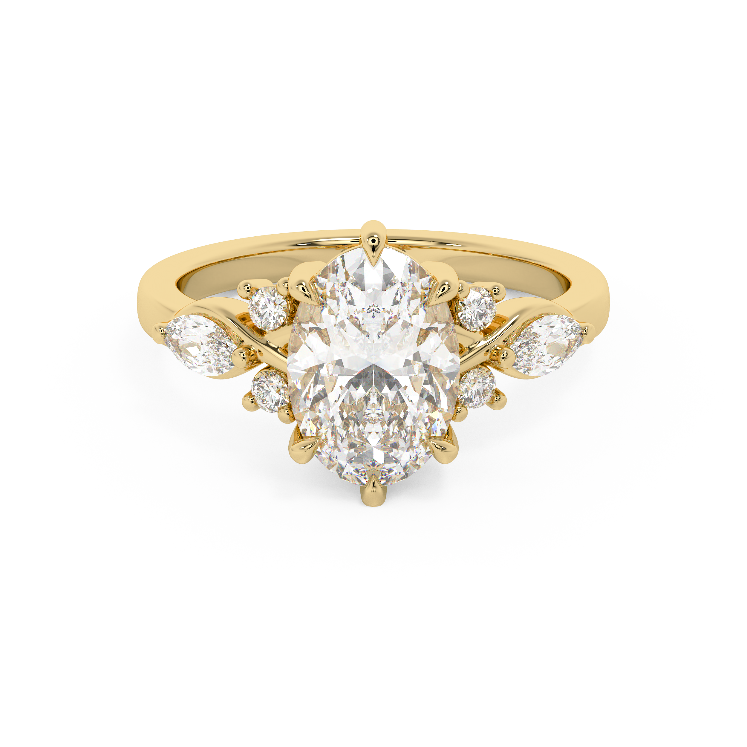 Oval Cluster Lab Grown Diamond Engagement Ring