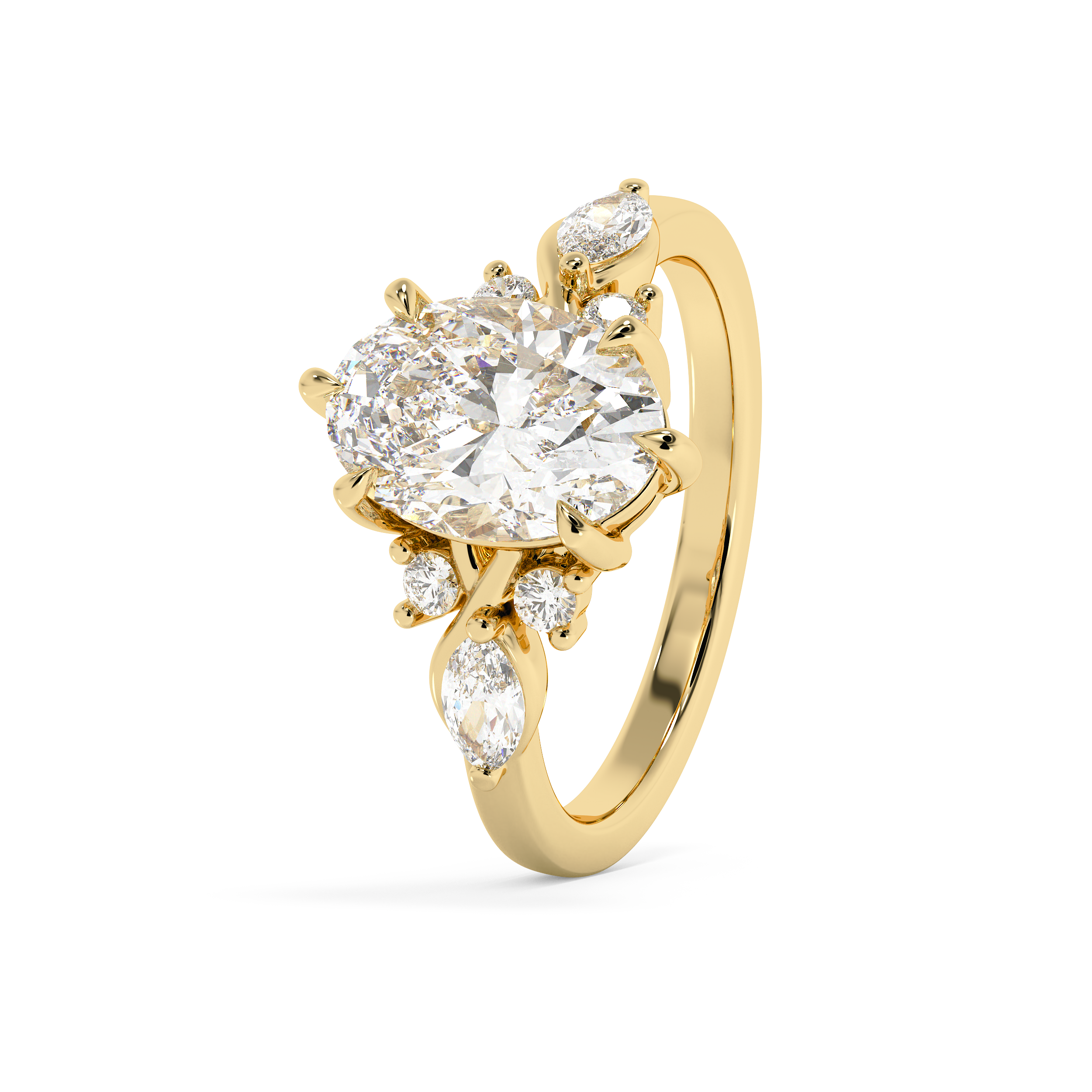 Oval Cluster Lab Grown Diamond Engagement Ring