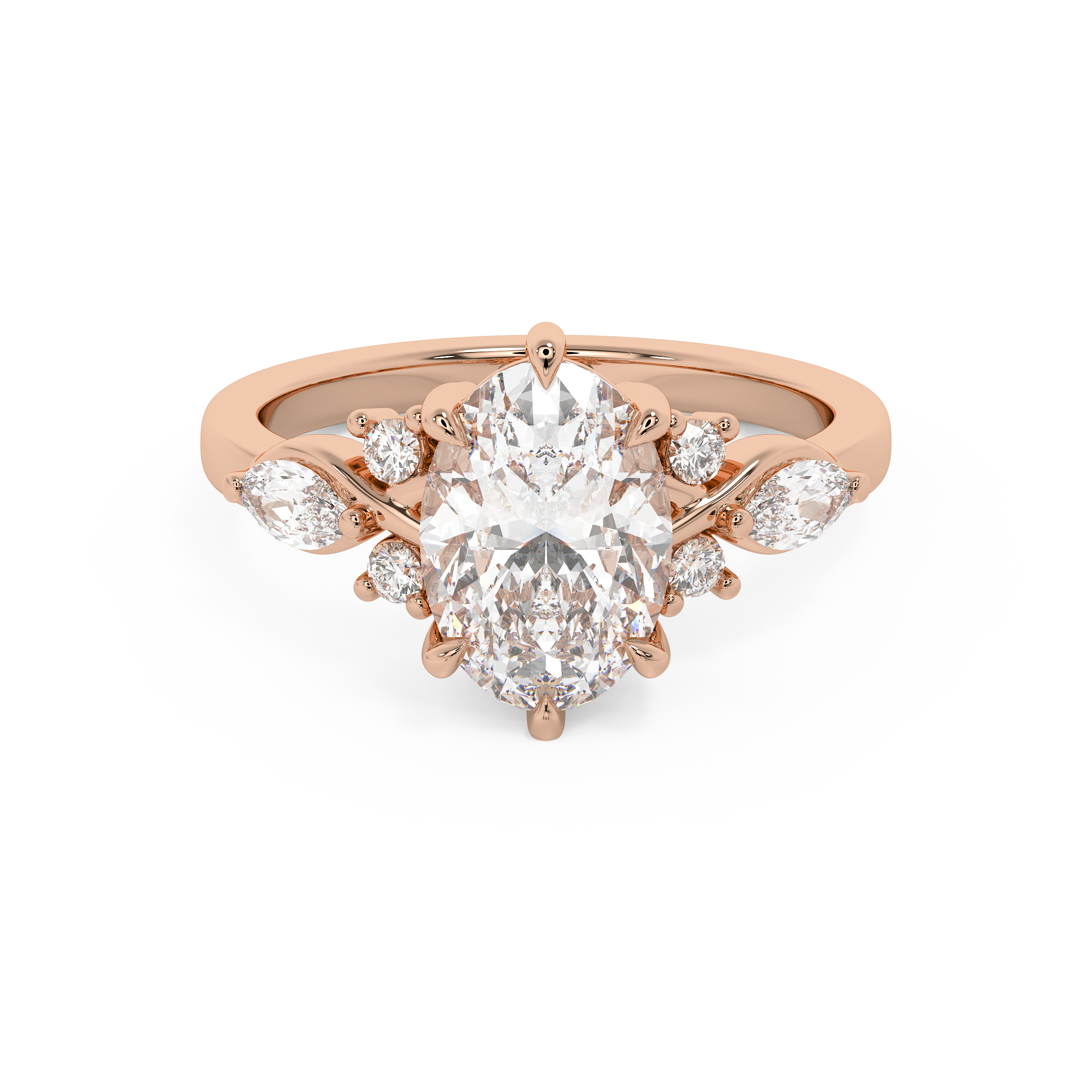 Oval Cluster Lab Grown Diamond Engagement Ring
