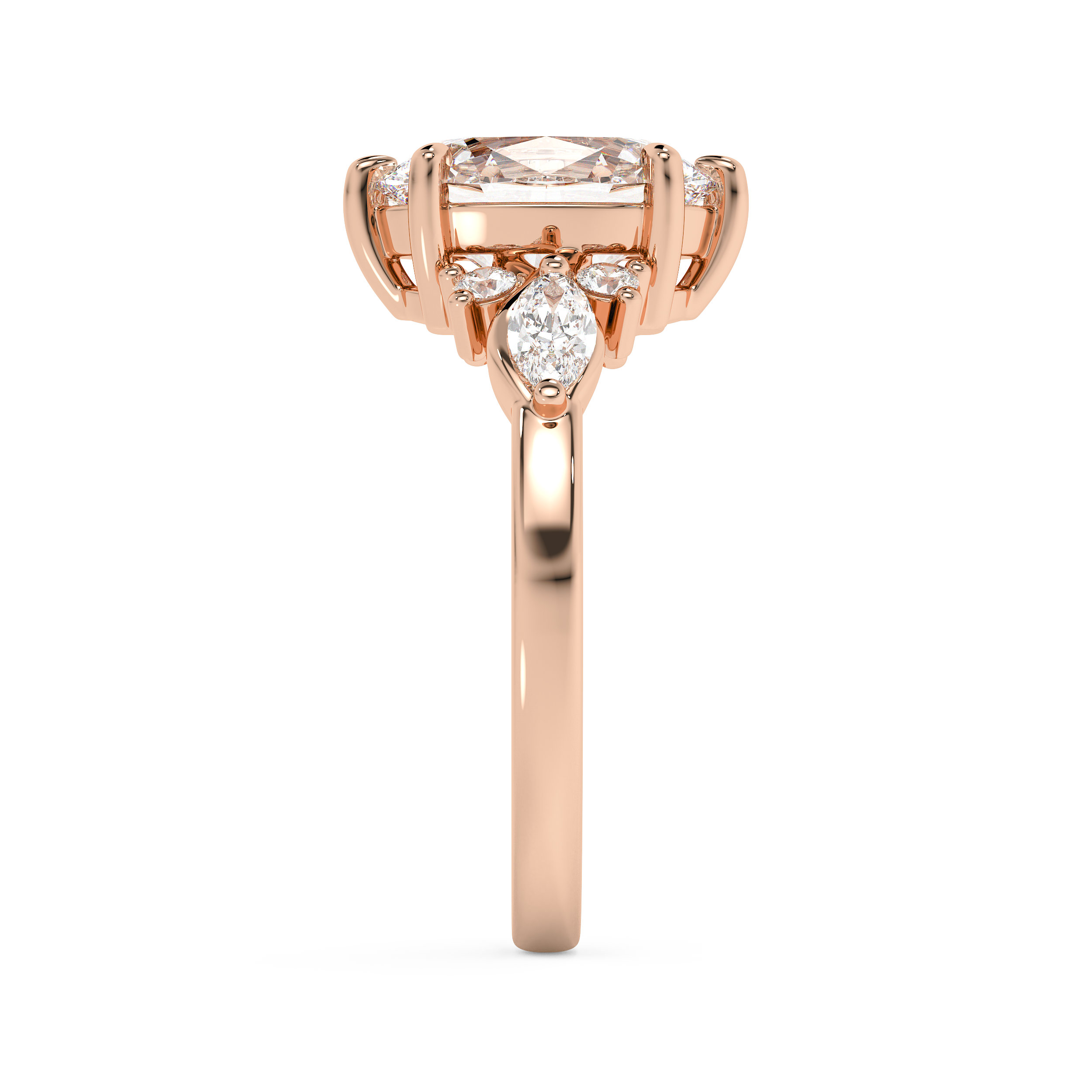 Oval Cluster Lab Grown Diamond Engagement Ring