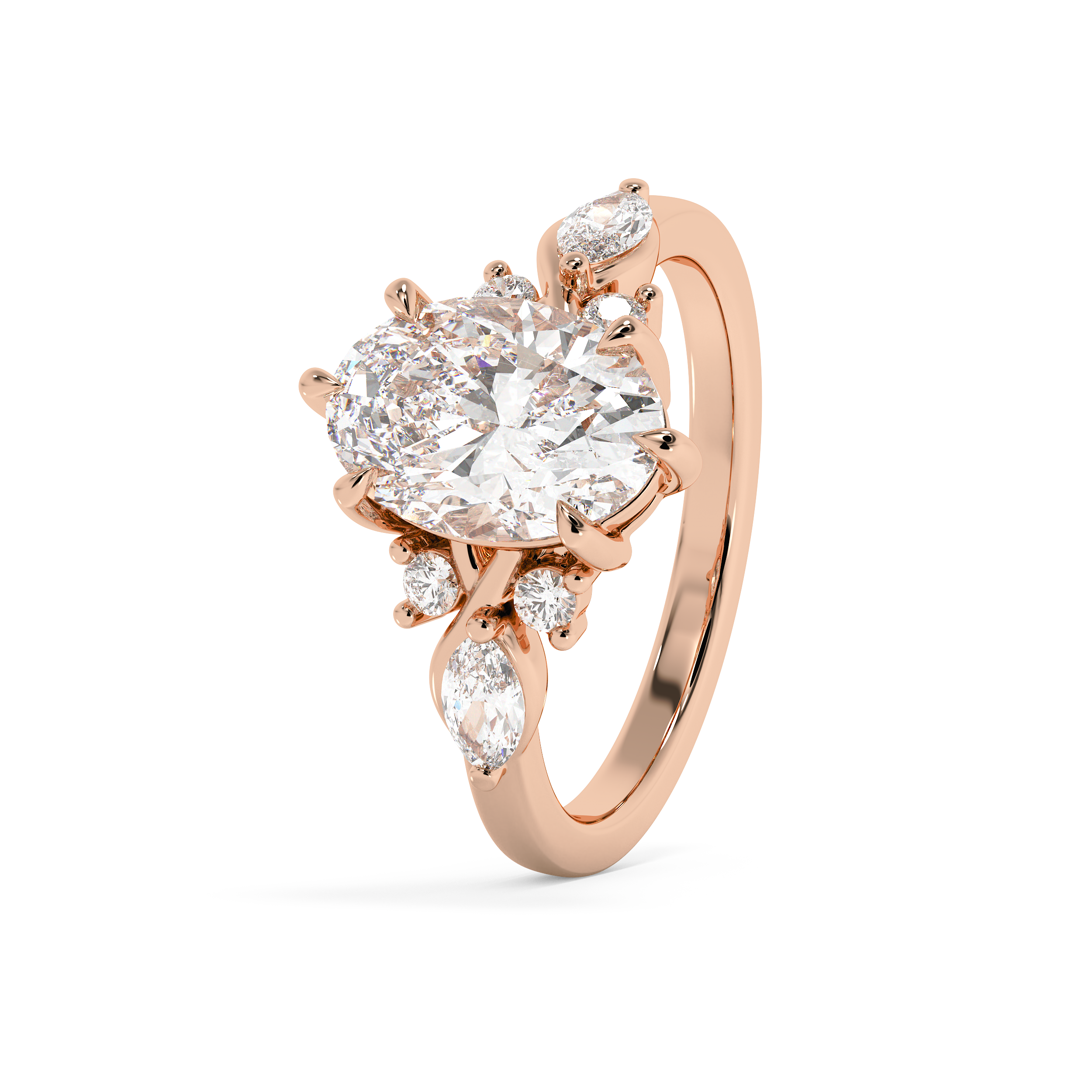 Oval Cluster Lab Grown Diamond Engagement Ring