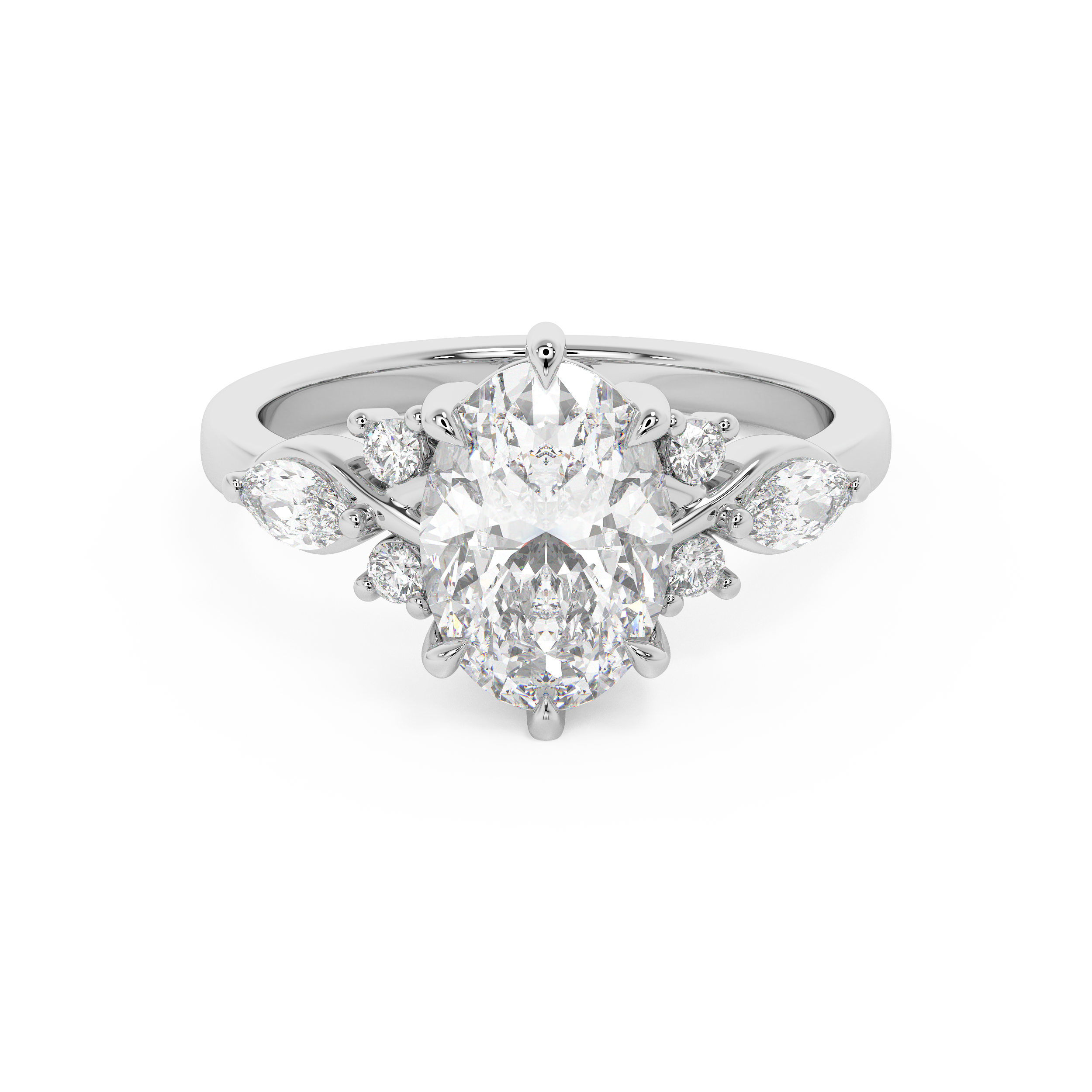 Oval Cluster Lab Grown Diamond Engagement Ring