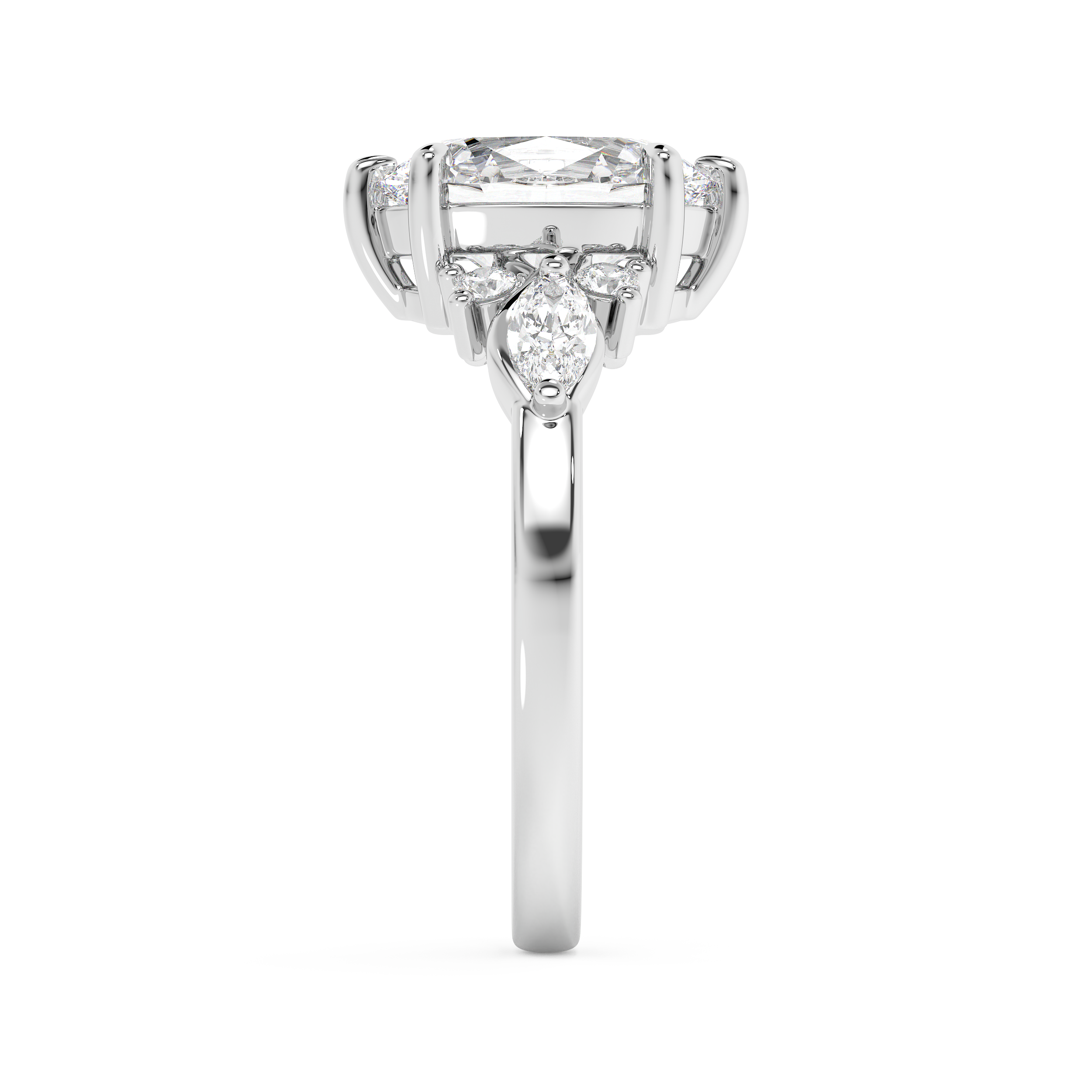 Oval Cluster Lab Grown Diamond Engagement Ring