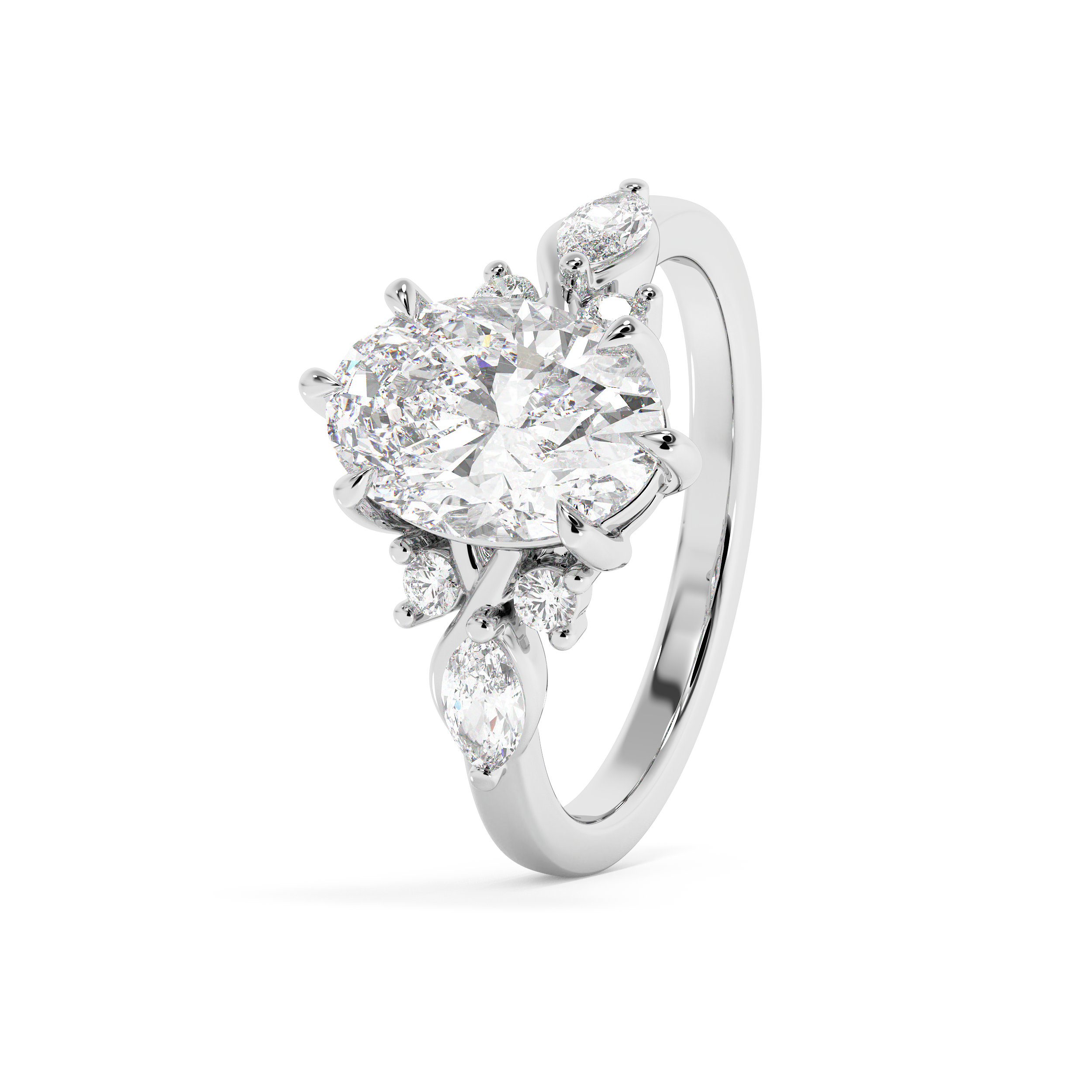 Oval Cluster Lab Grown Diamond Engagement Ring