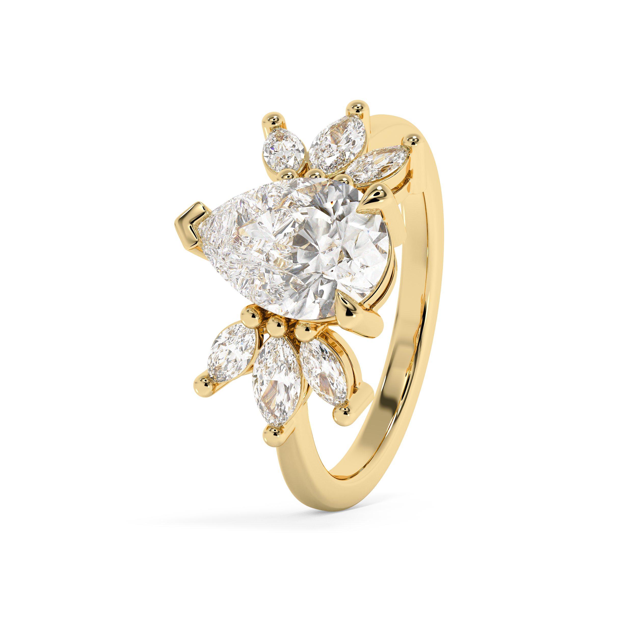 Pear Nature Inspired Lab Grown Diamond Engagement Ring