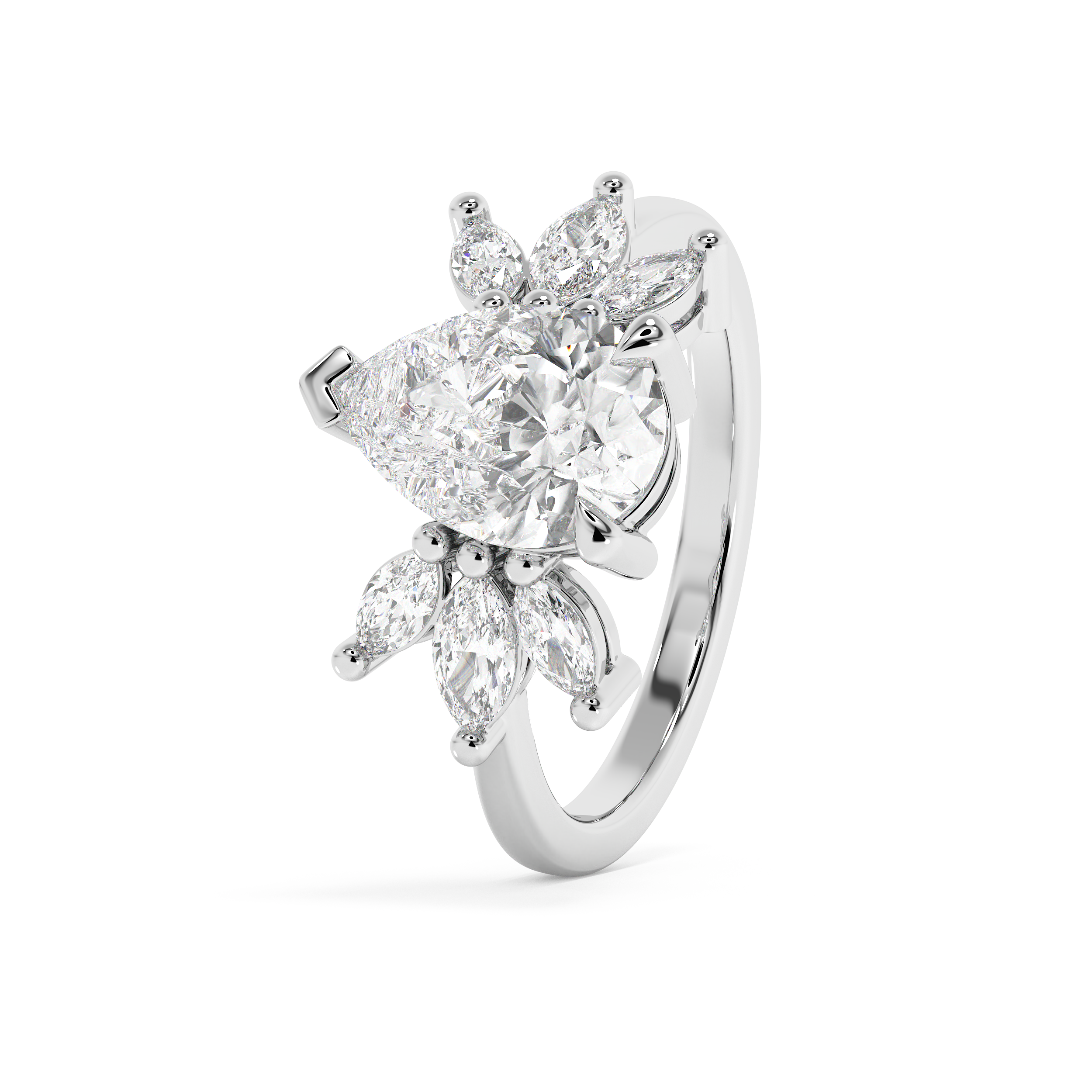 Pear Nature Inspired Lab Grown Diamond Engagement Ring