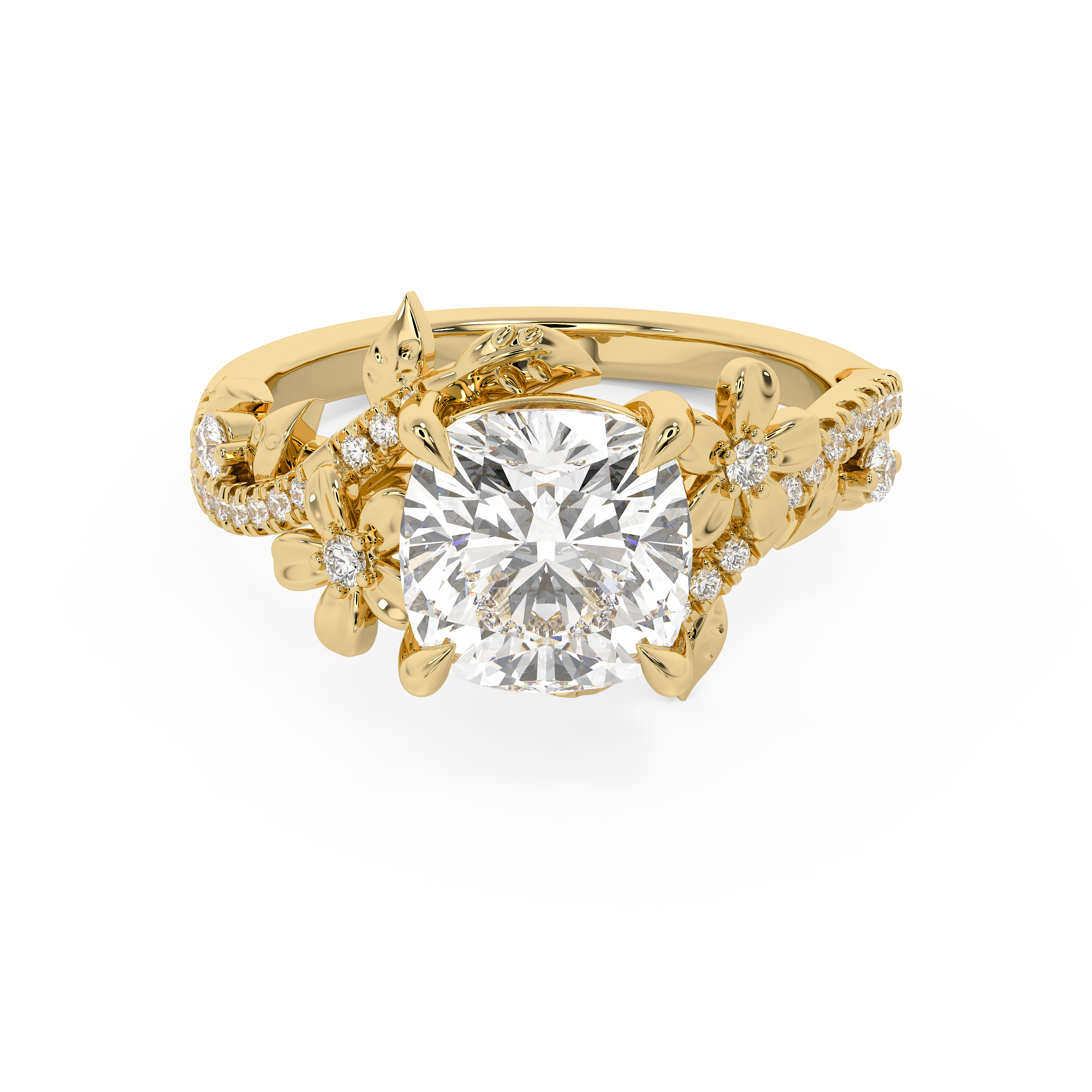 Cushion Nature Inspired Lab Grown Diamond Engagement Ring