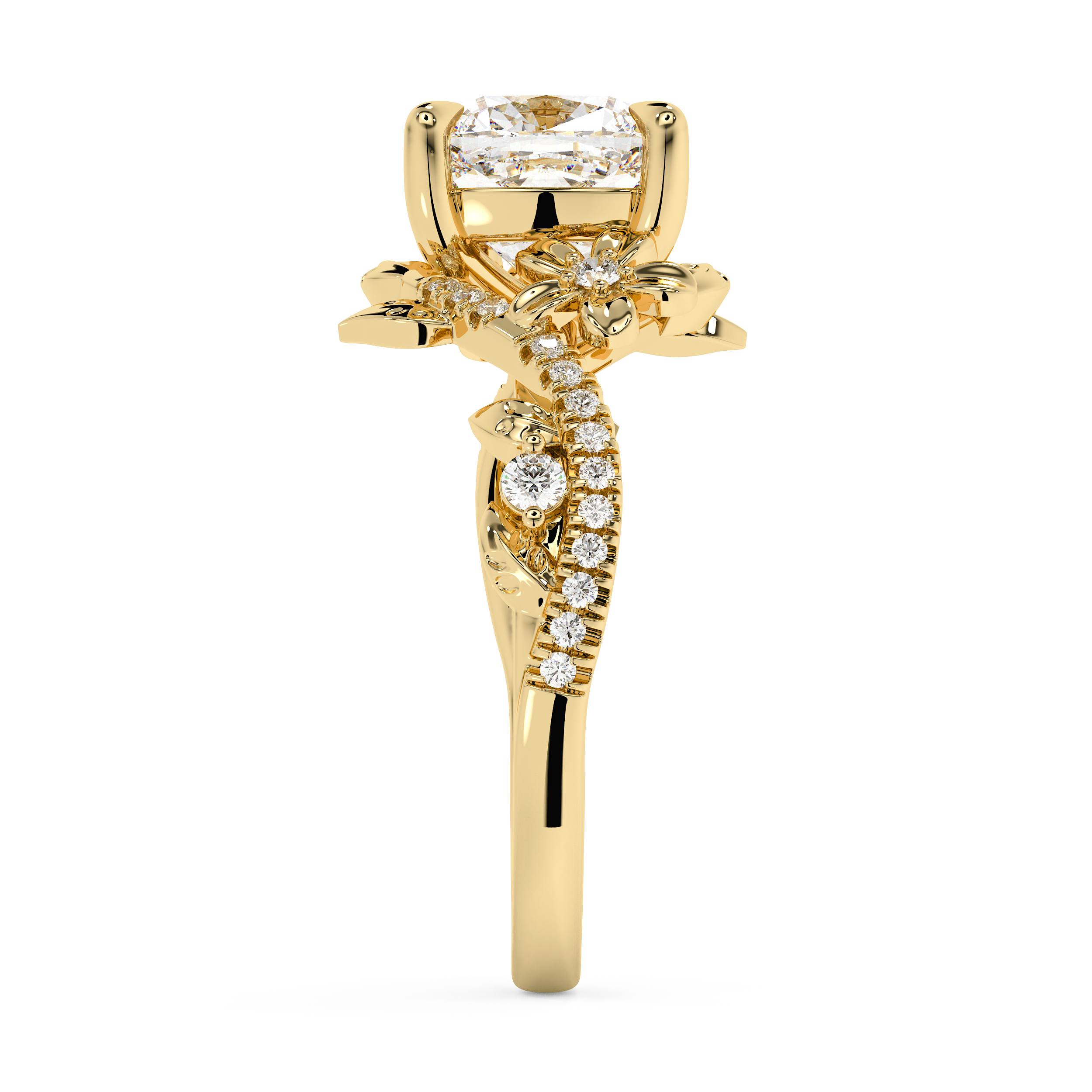 Cushion Nature Inspired Lab Grown Diamond Engagement Ring