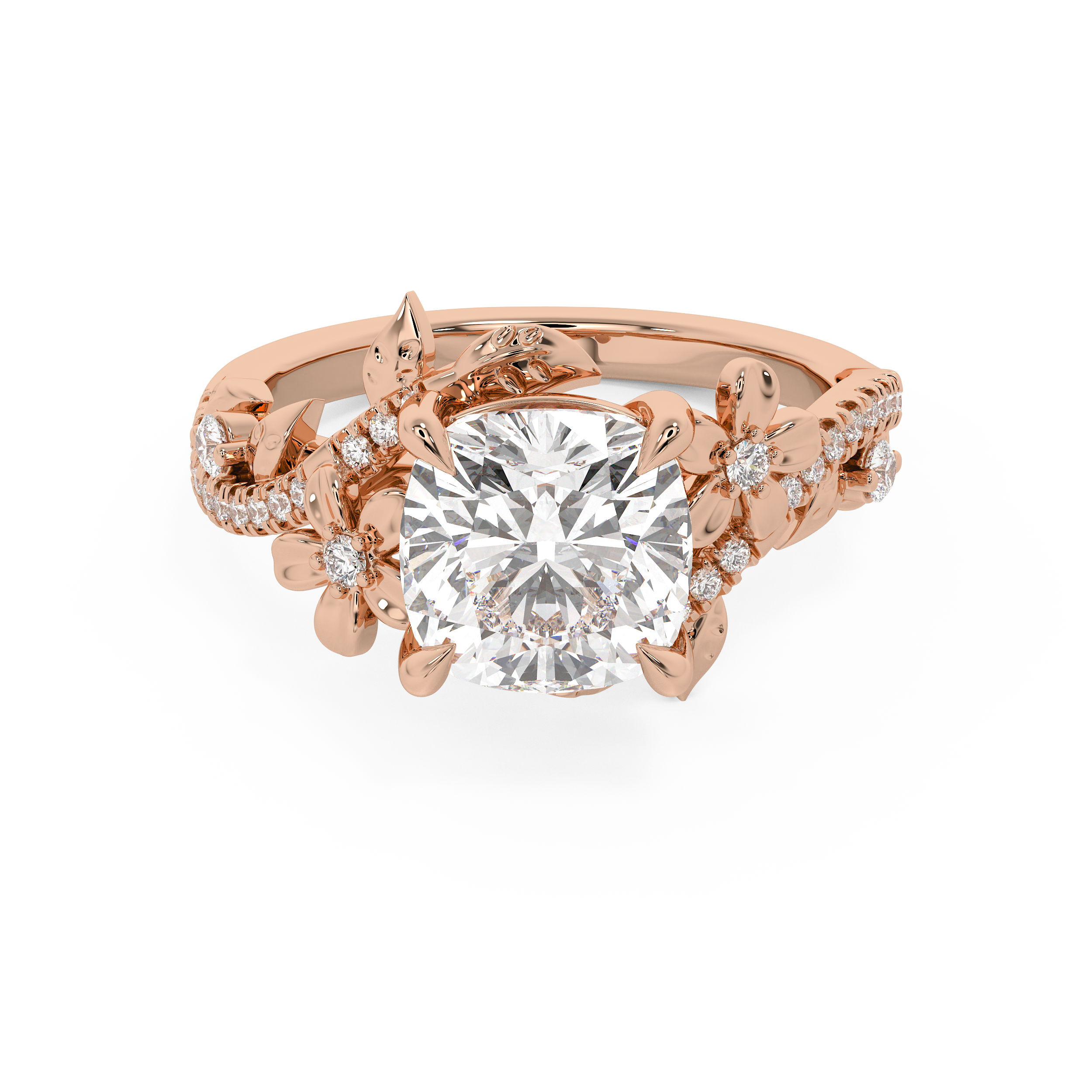 Cushion Nature Inspired Lab Grown Diamond Engagement Ring