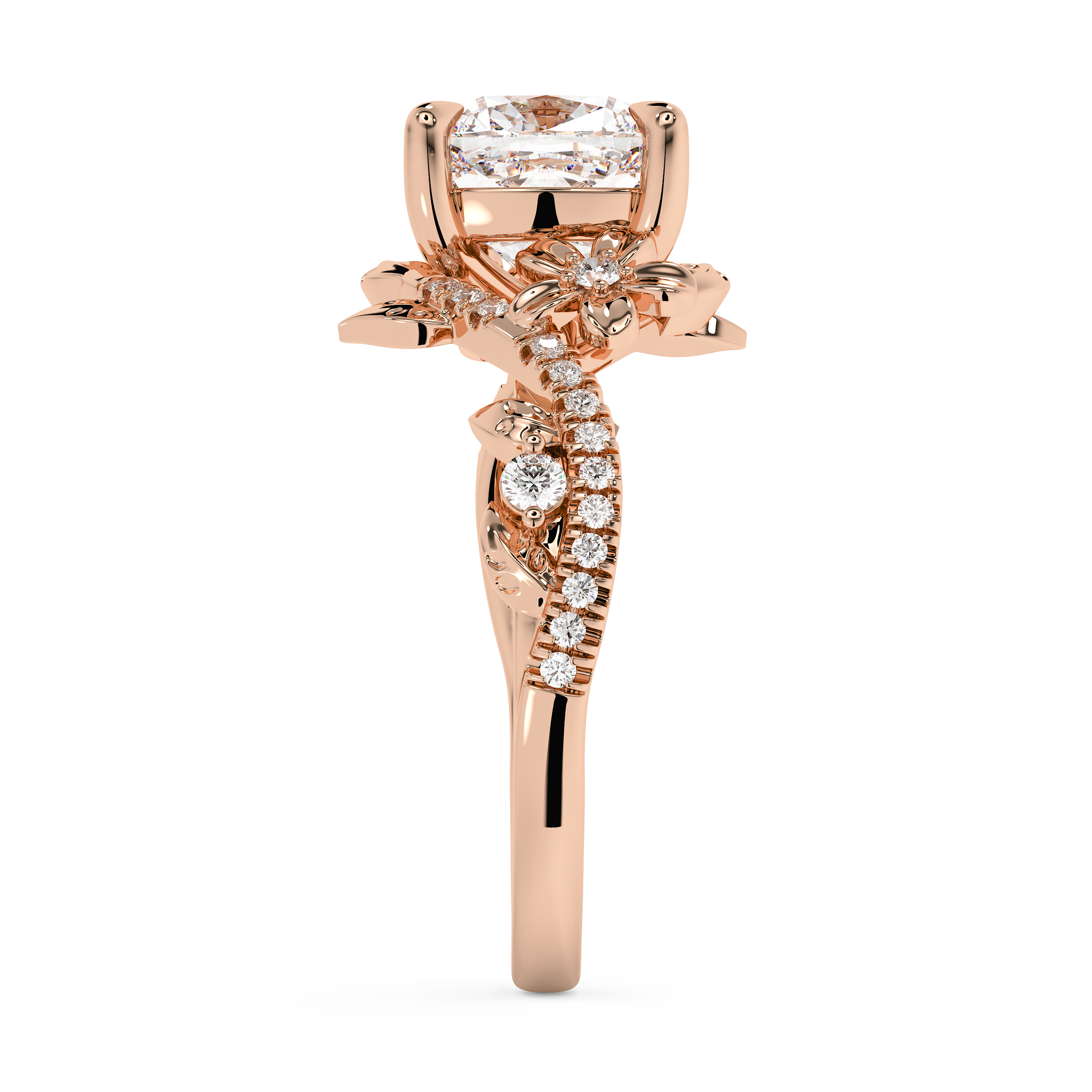 Cushion Nature Inspired Lab Grown Diamond Engagement Ring