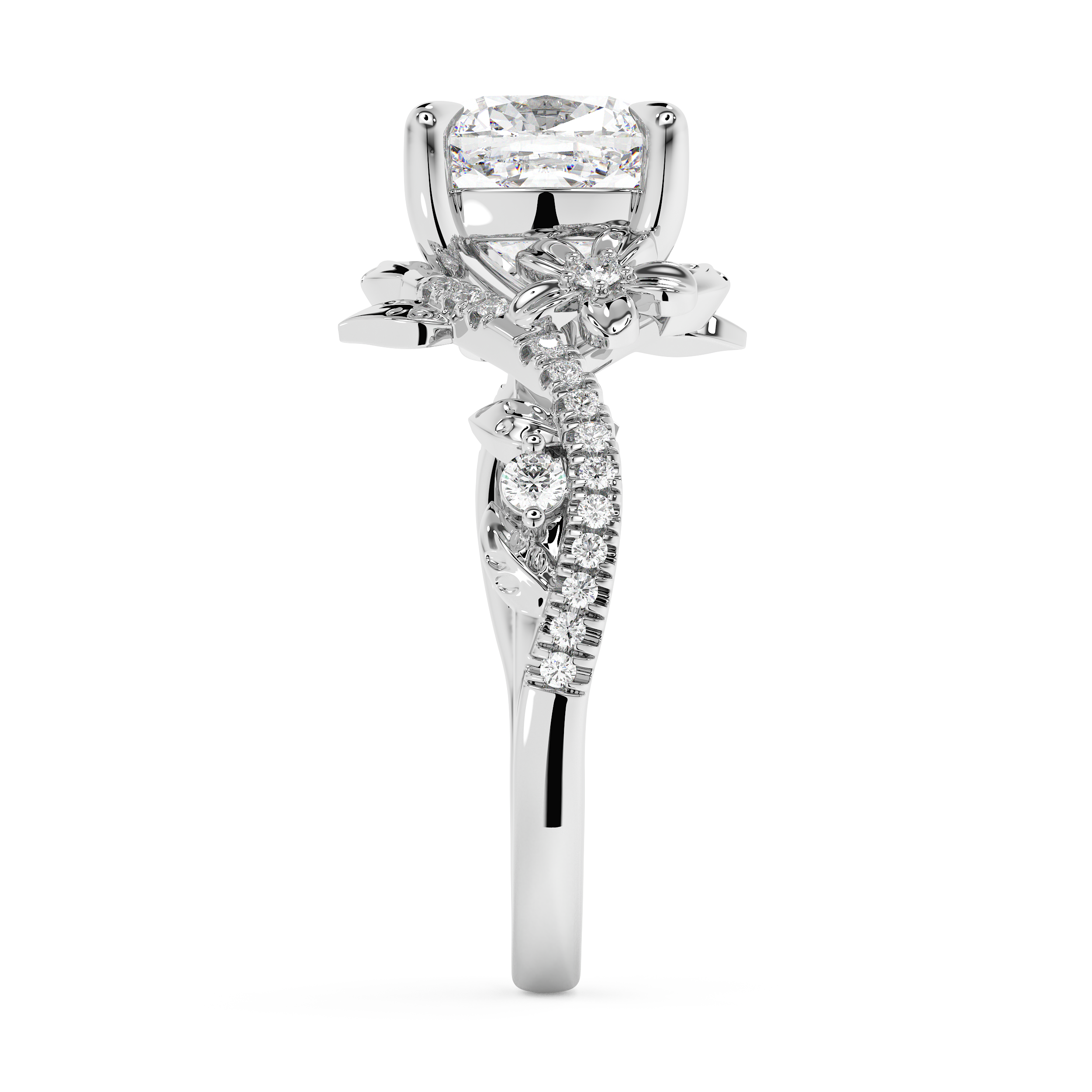 Cushion Nature Inspired Lab Grown Diamond Engagement Ring