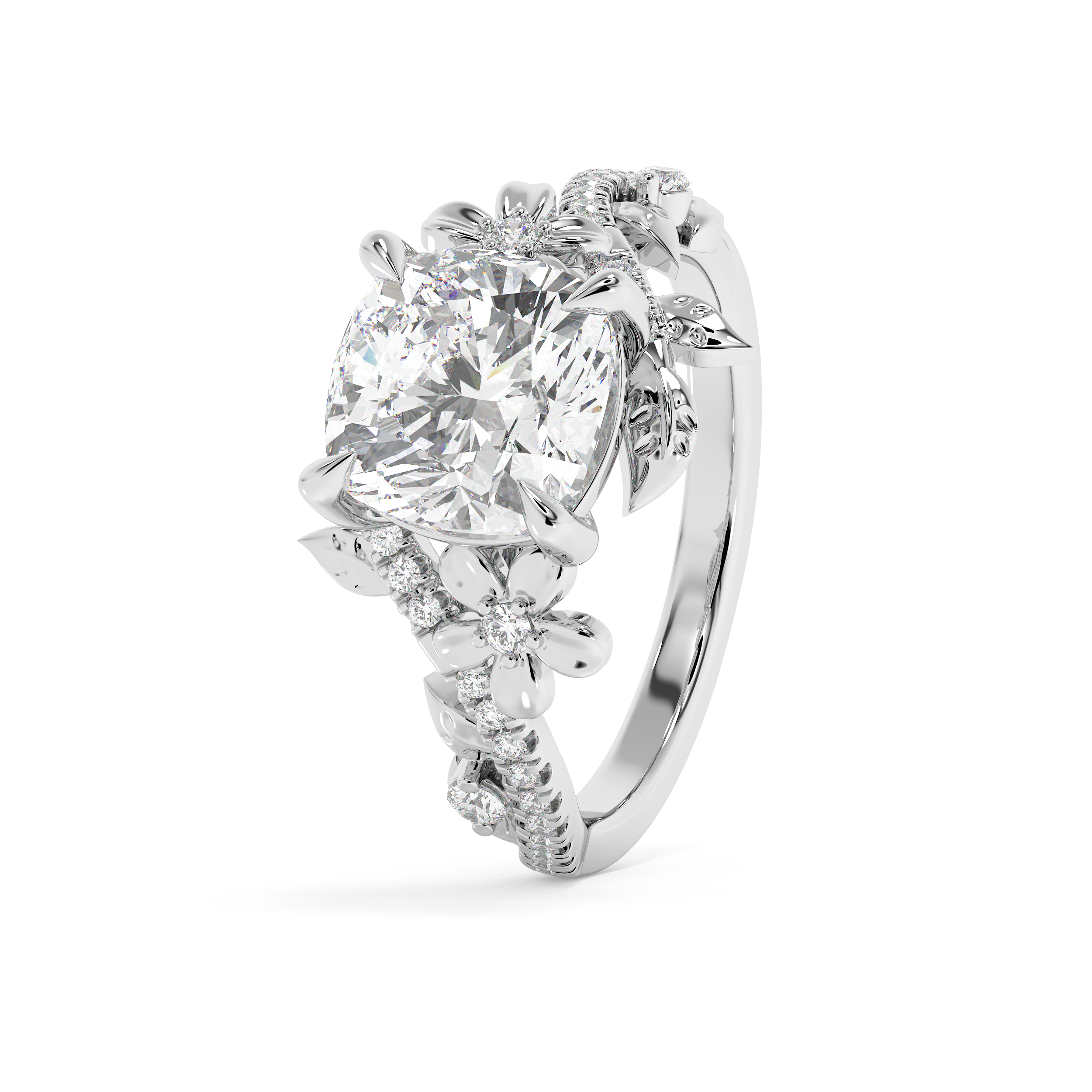 Cushion Nature Inspired Lab Grown Diamond Engagement Ring