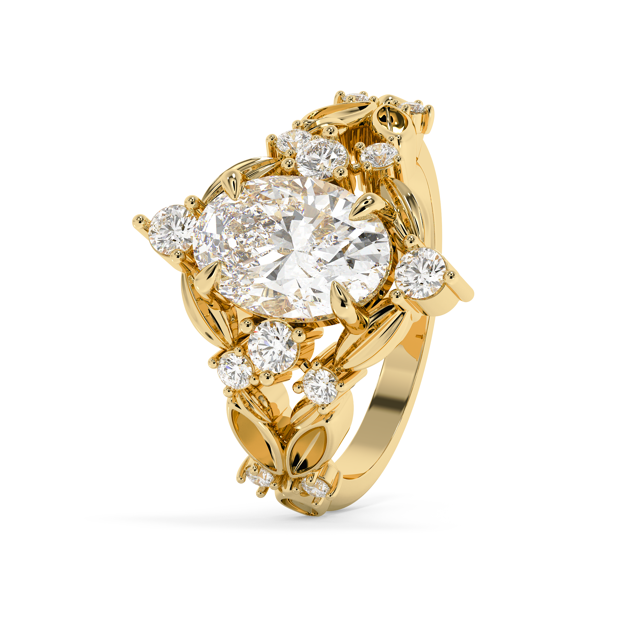 Oval Nature Inspired Lab Grown Diamond Engagement Ring