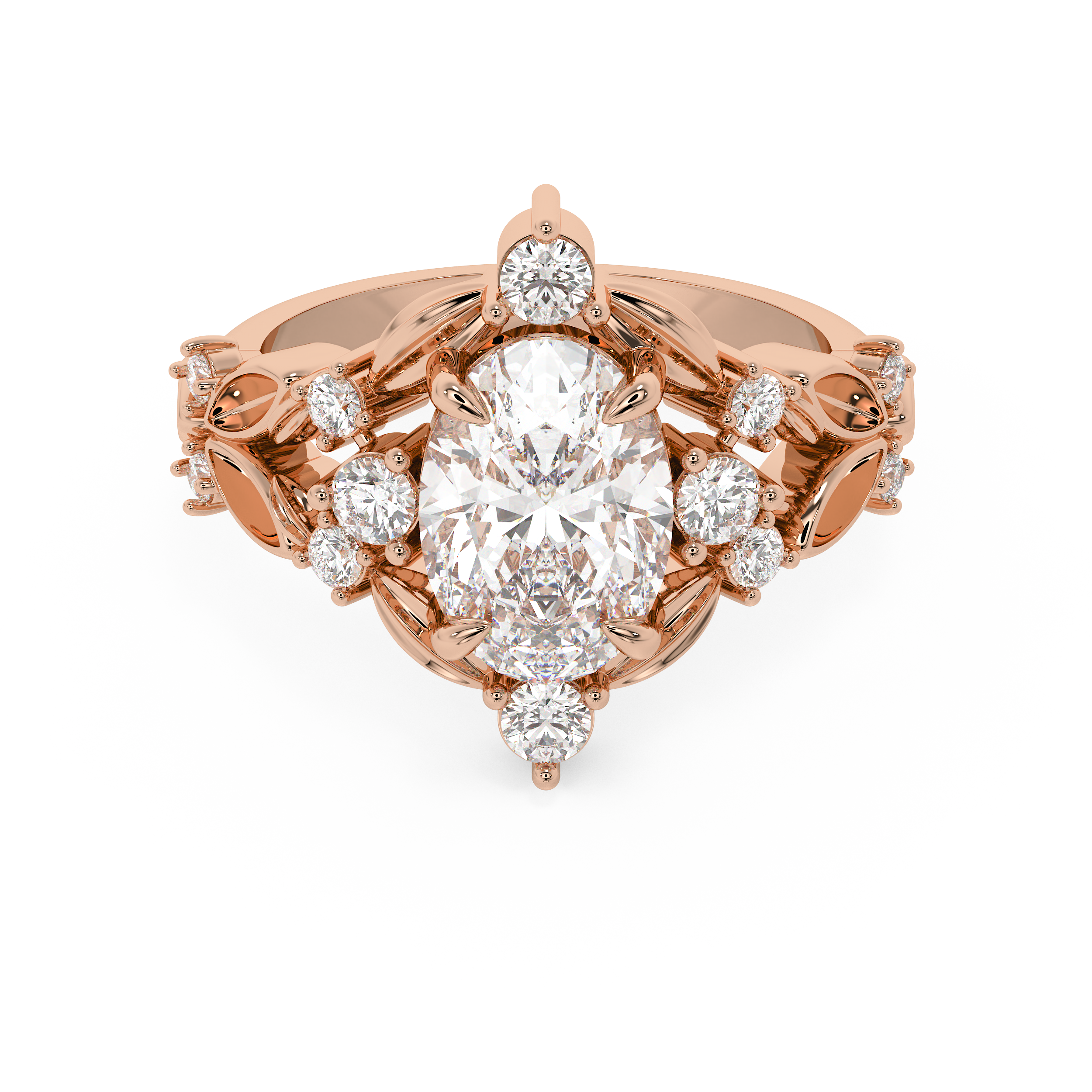 Oval Nature Inspired Lab Grown Diamond Engagement Ring