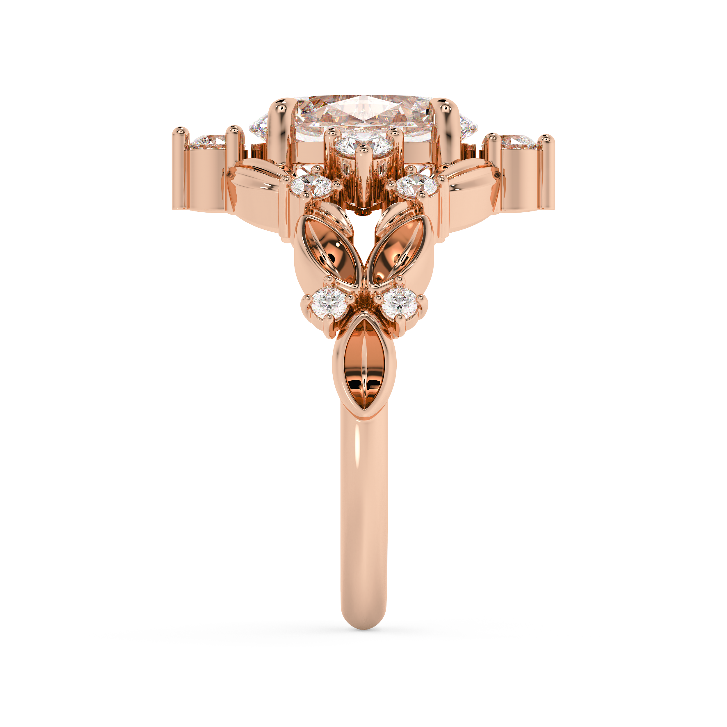 Oval Nature Inspired Lab Grown Diamond Engagement Ring