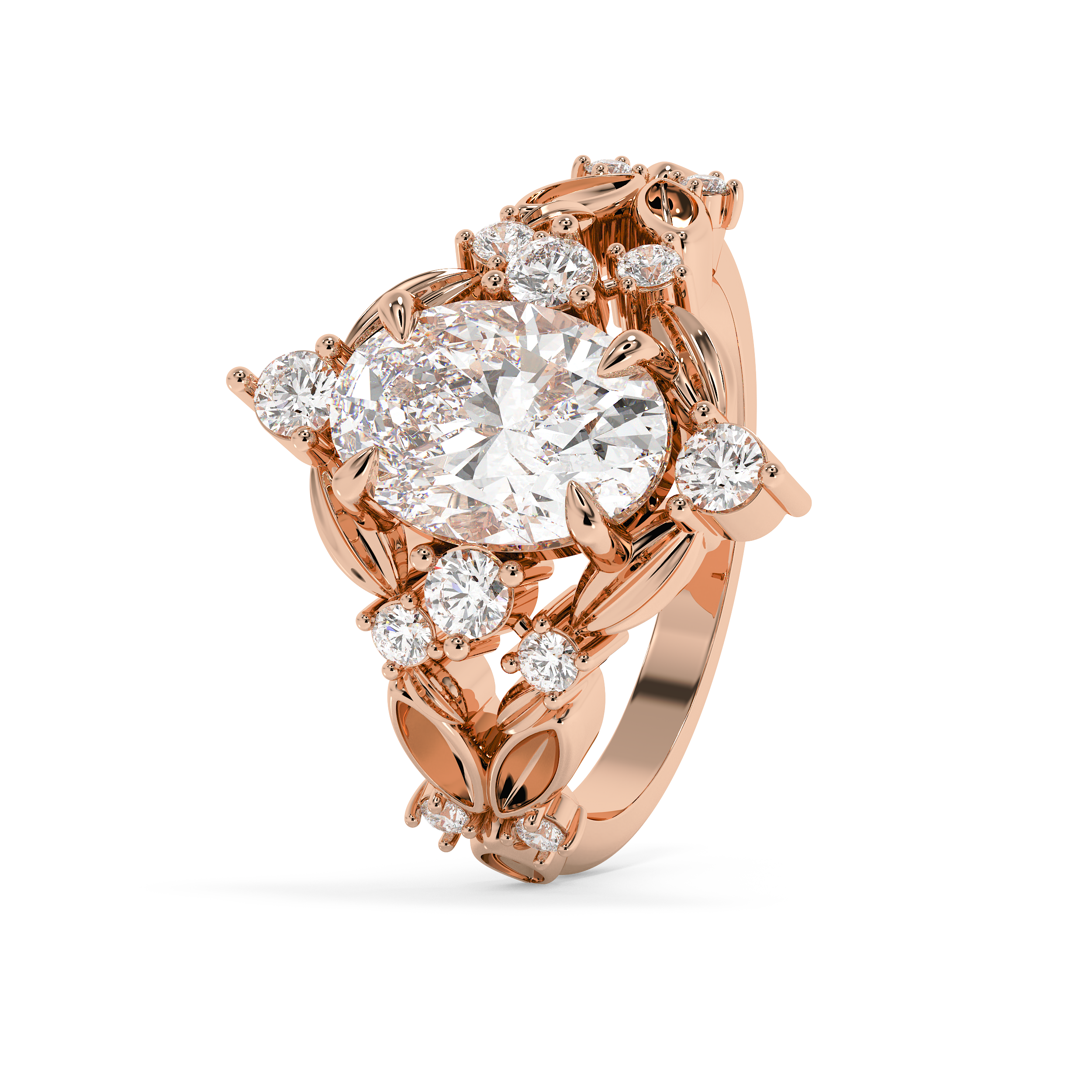 Oval Nature Inspired Lab Grown Diamond Engagement Ring