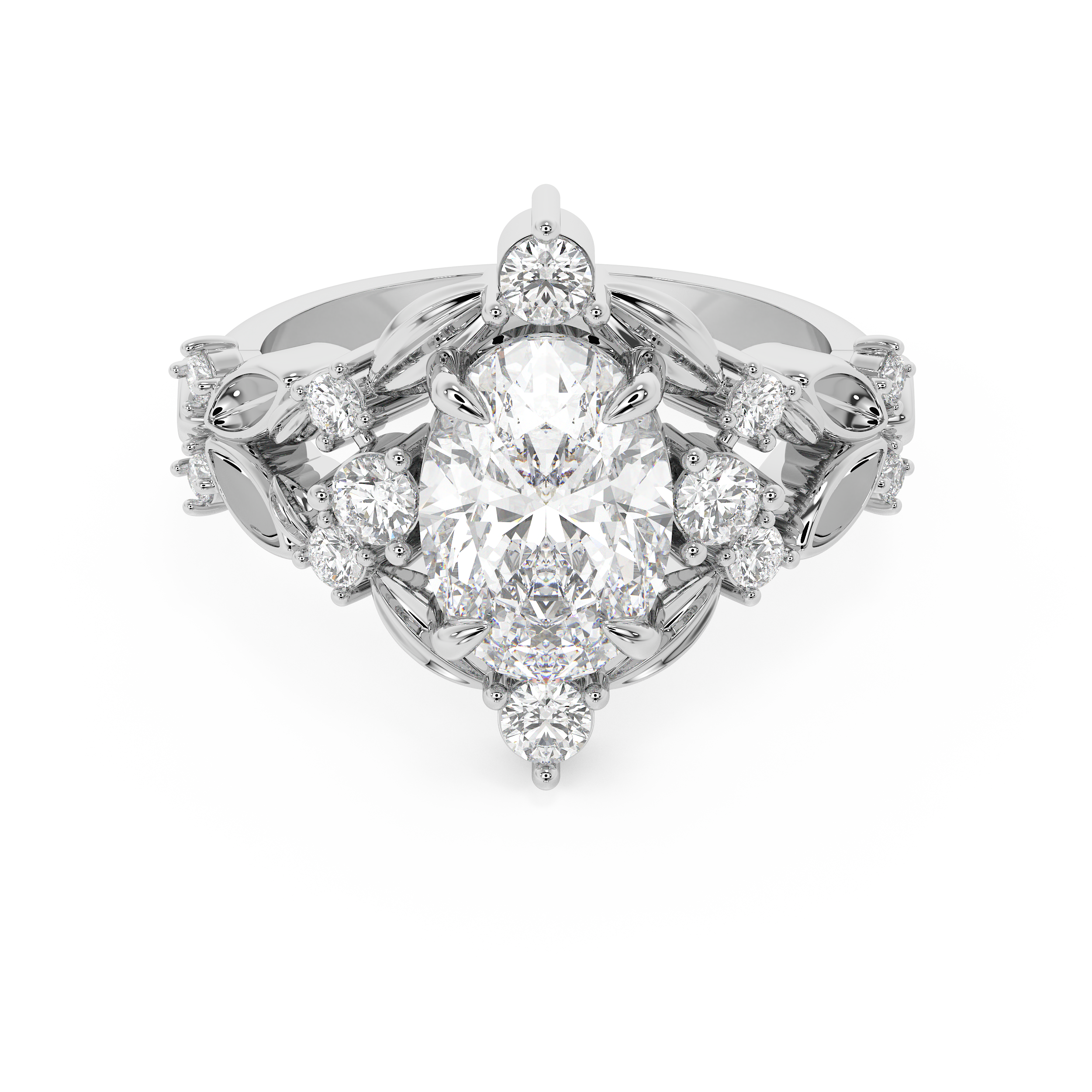 Oval Nature Inspired Lab Grown Diamond Engagement Ring