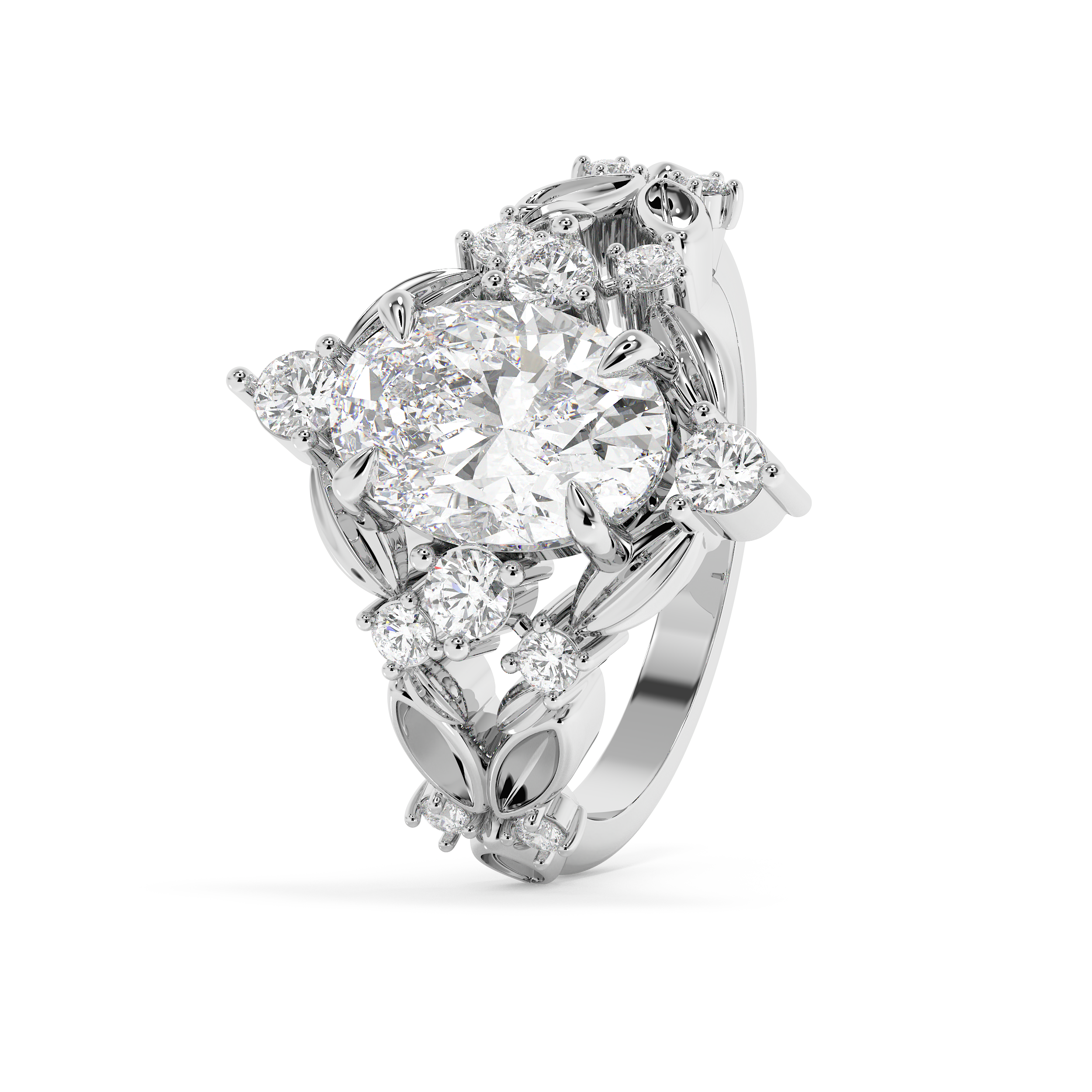 Oval Nature Inspired Lab Grown Diamond Engagement Ring