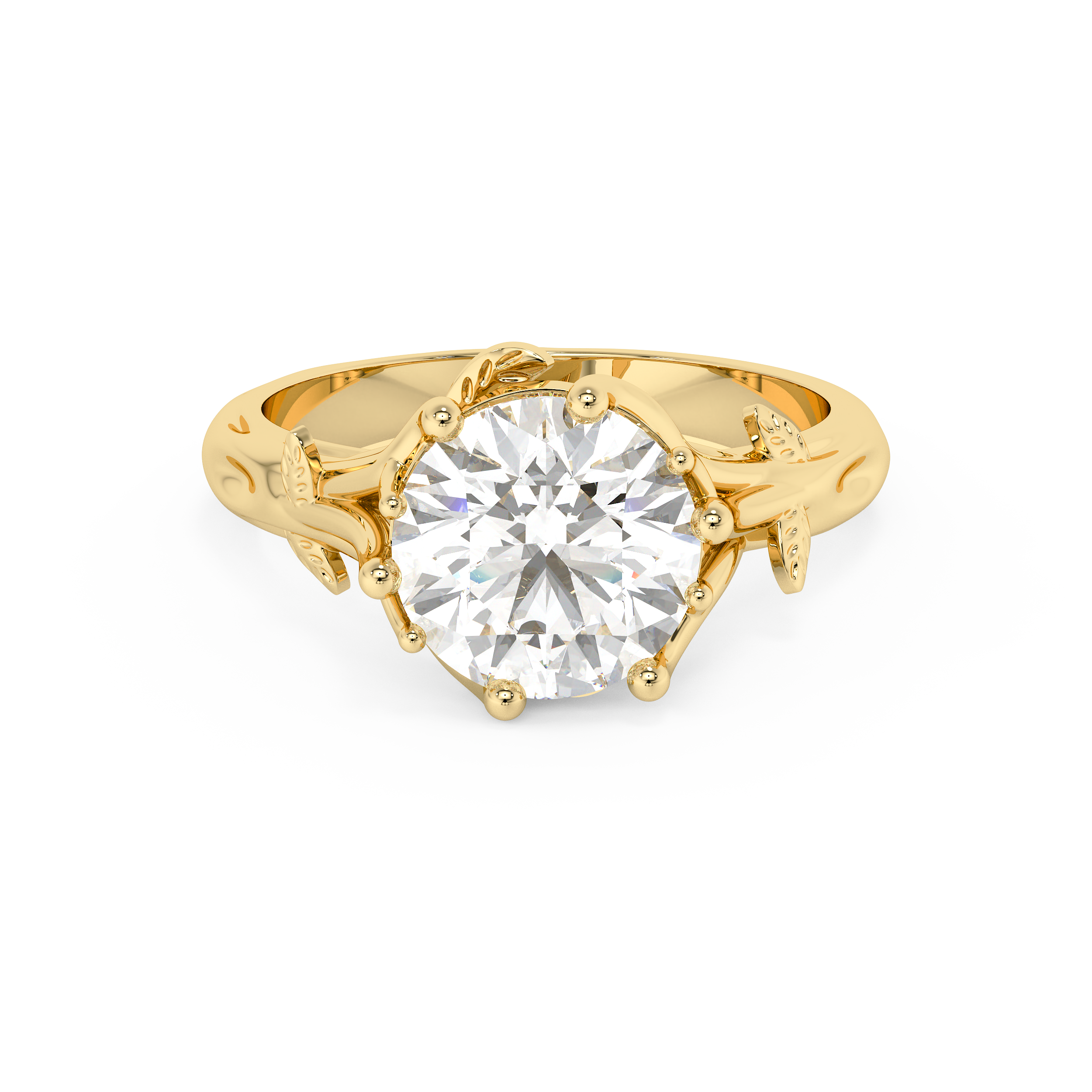 Round Nature Inspired Lab Grown Diamond Engagement Ring