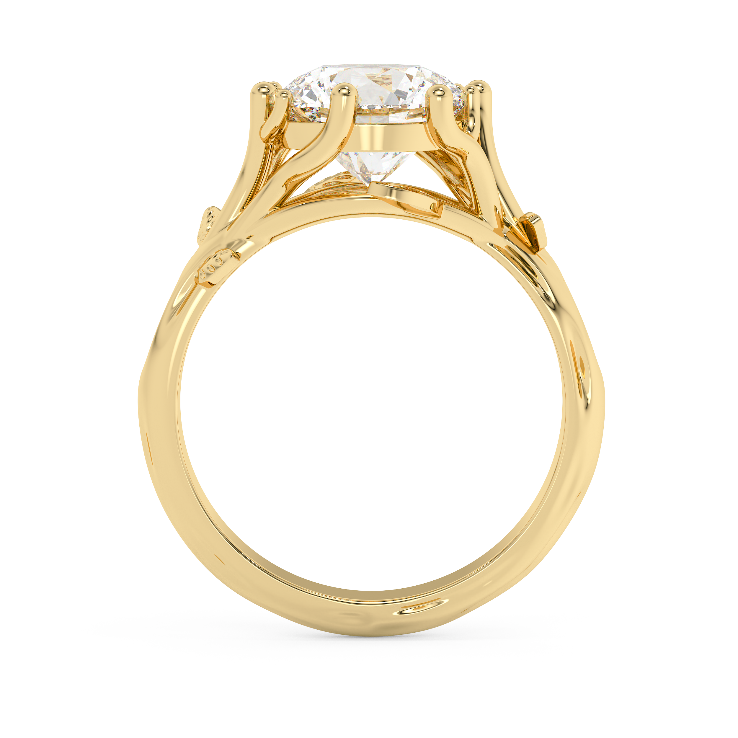 Round Nature Inspired Lab Grown Diamond Engagement Ring