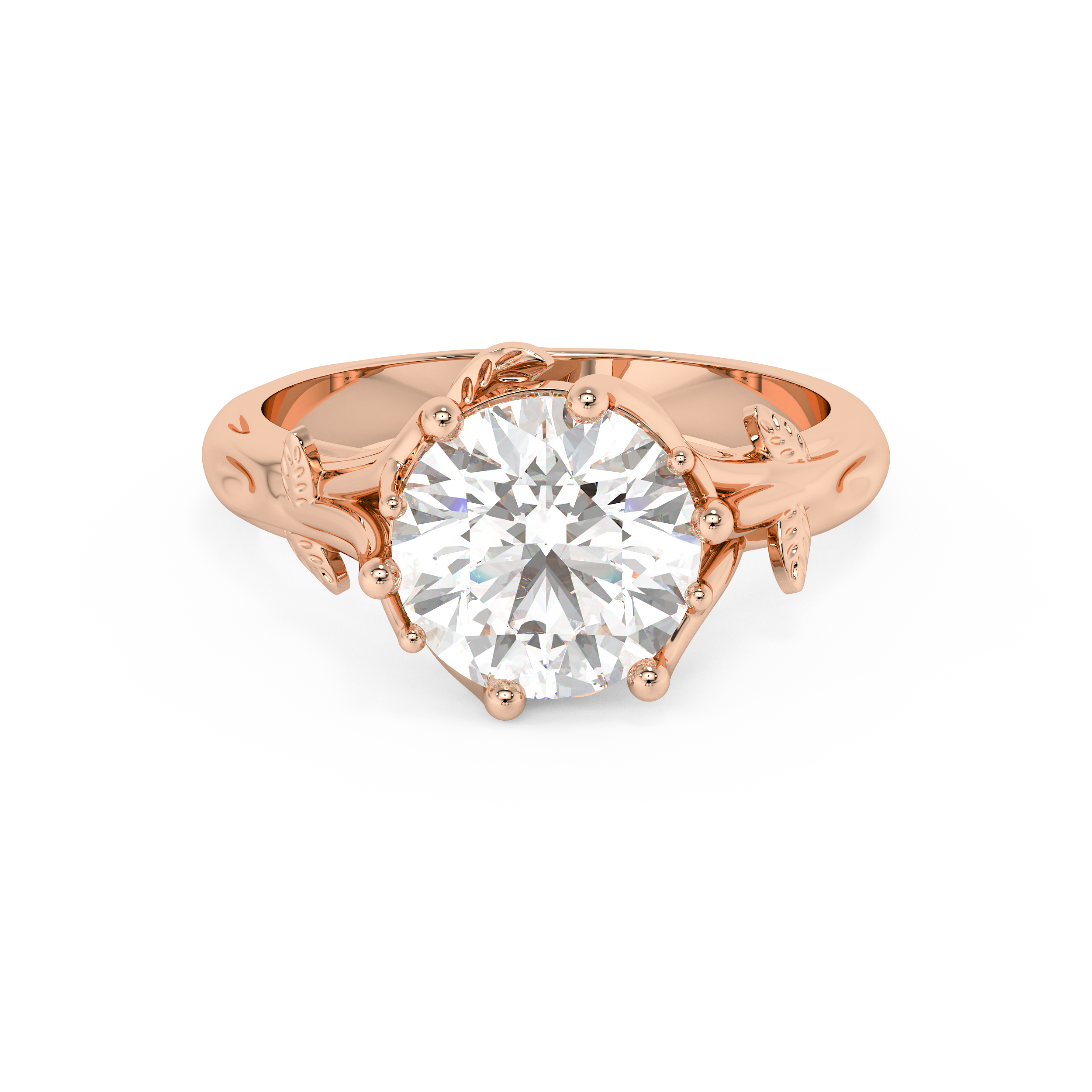 Round Nature Inspired Lab Grown Diamond Engagement Ring
