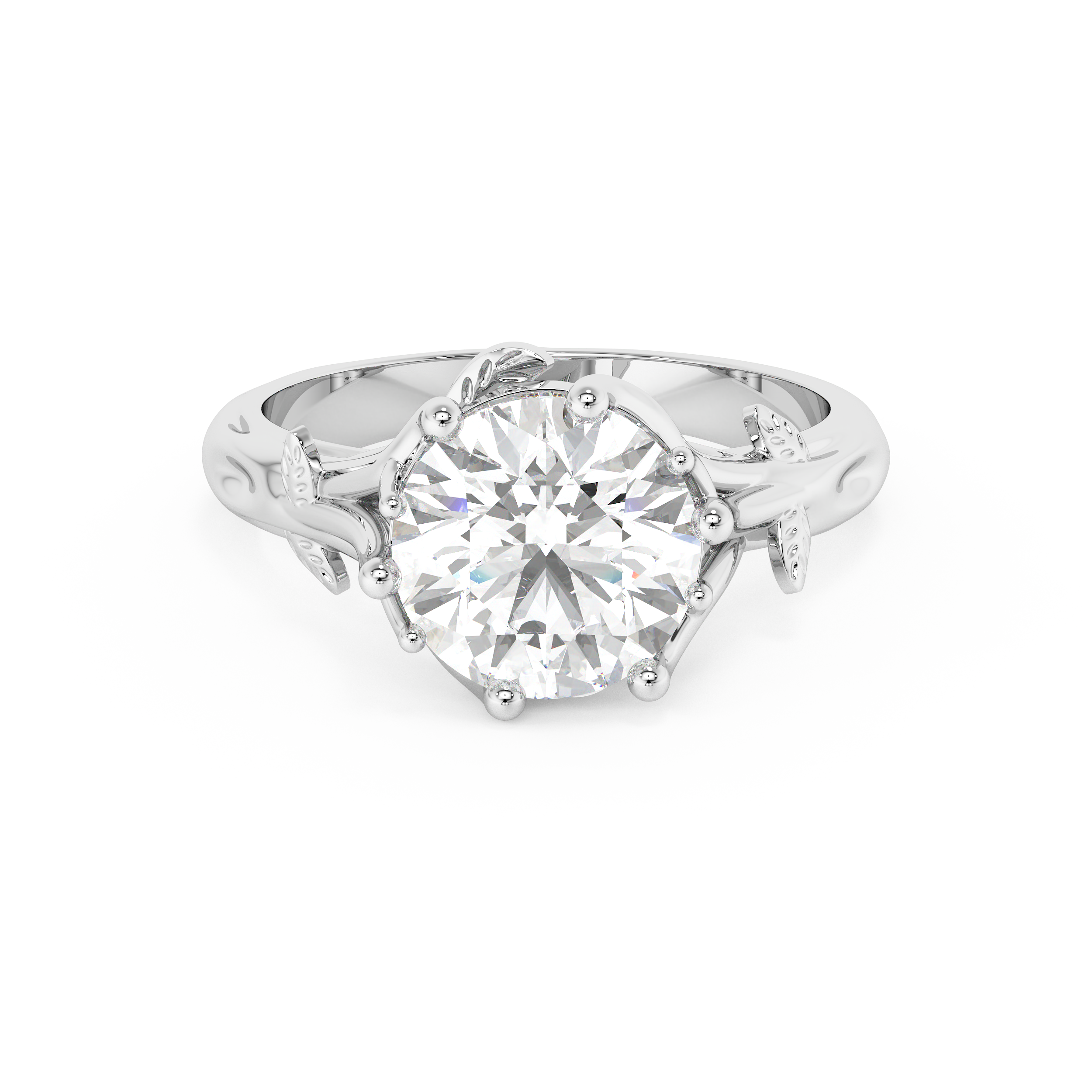 Round Nature Inspired Lab Grown Diamond Engagement Ring