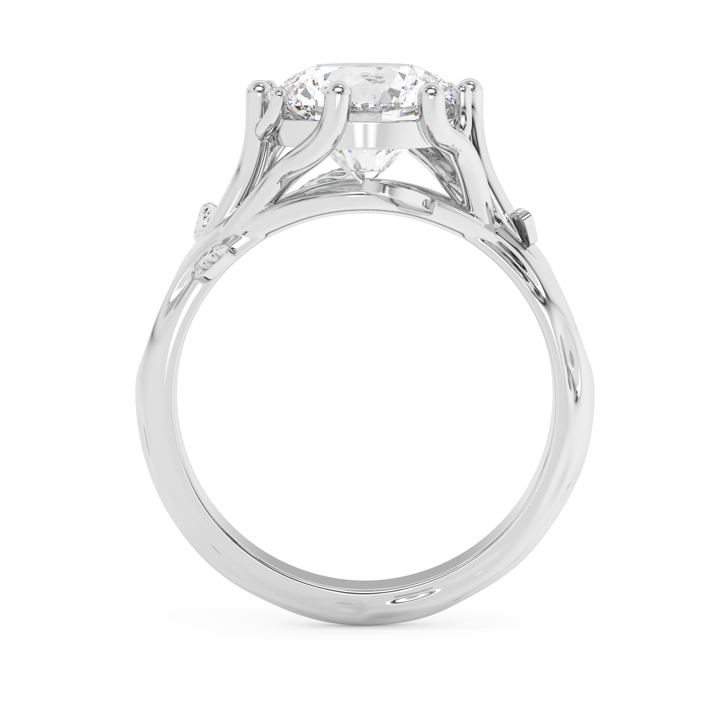 Round Nature Inspired Lab Grown Diamond Engagement Ring