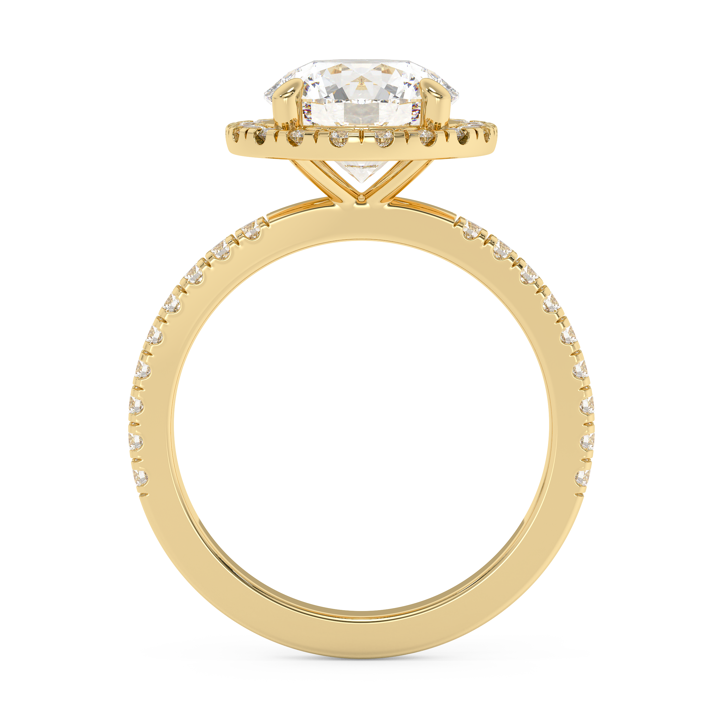 Round Halo & Pave Lab Grown Diamond Engagement Ring