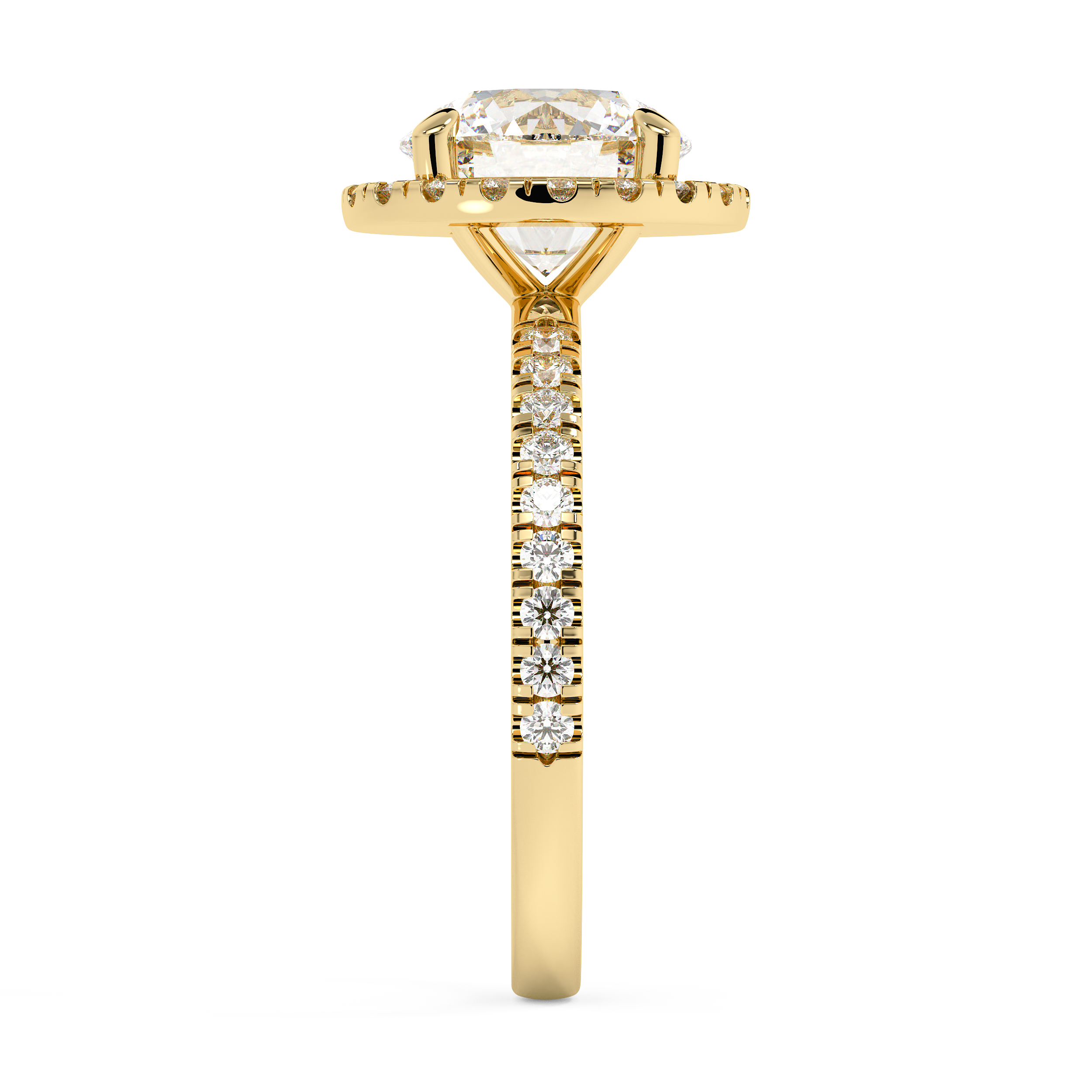 Round Halo & Pave Lab Grown Diamond Engagement Ring