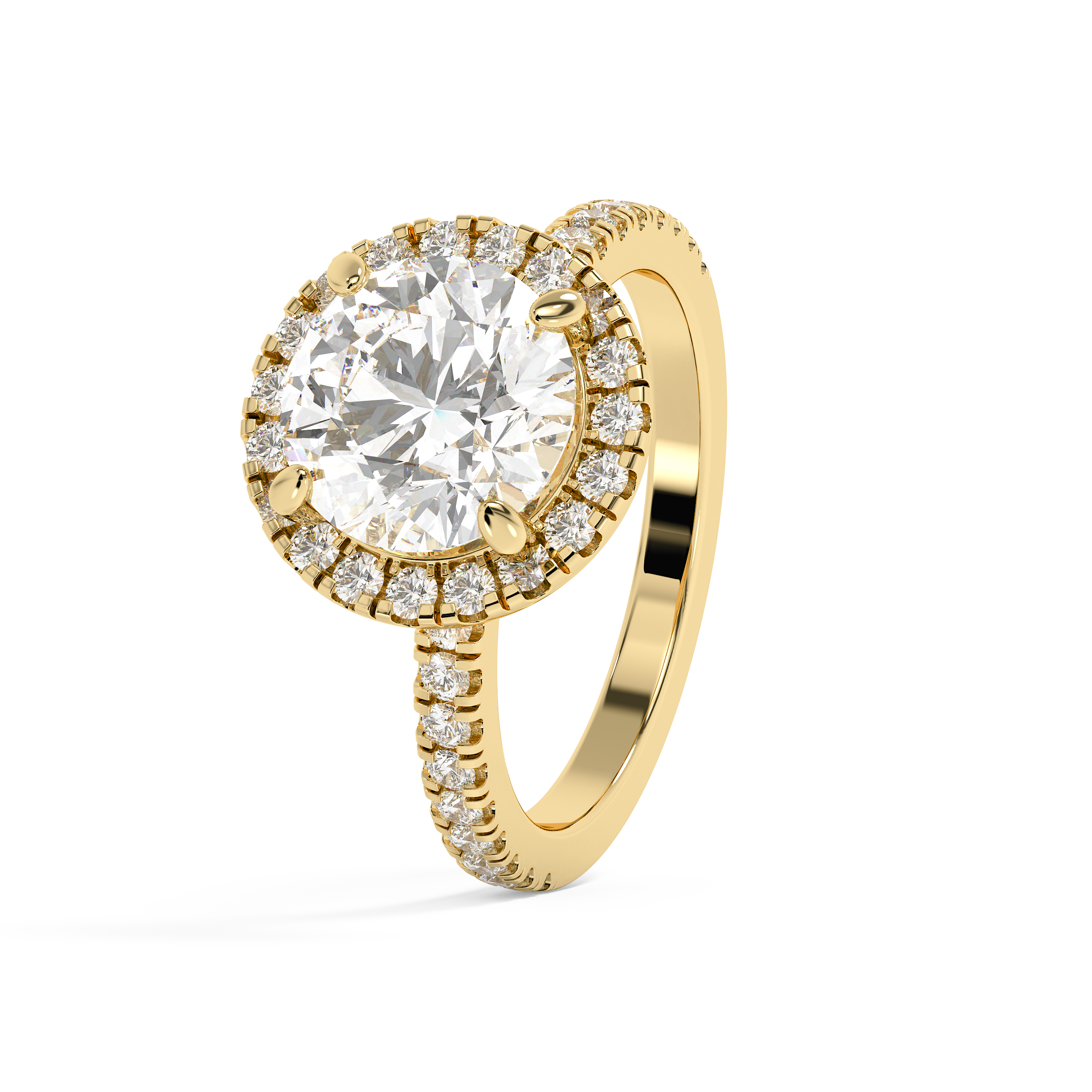 Round Halo & Pave Lab Grown Diamond Engagement Ring