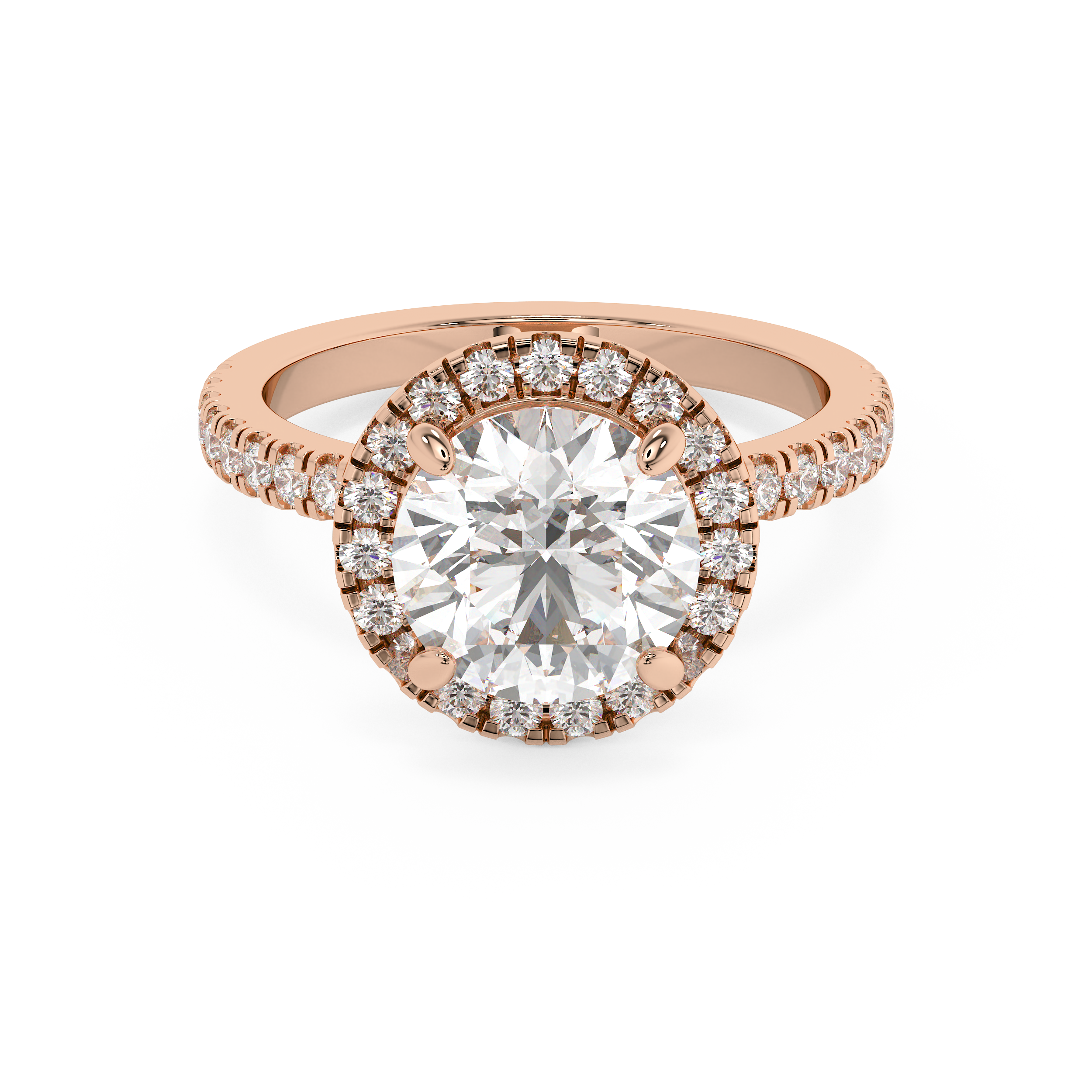 Round Halo & Pave Lab Grown Diamond Engagement Ring