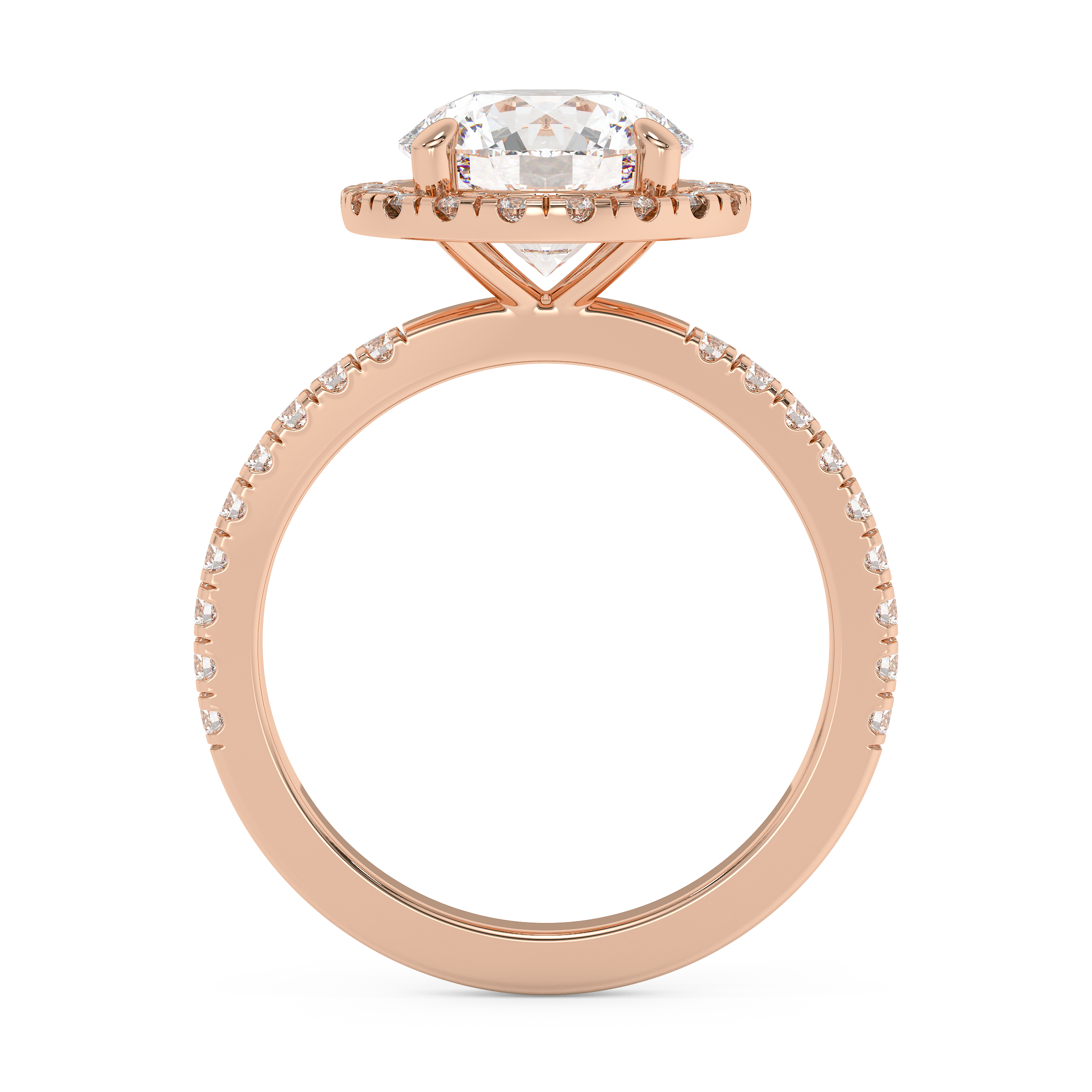 Round Halo & Pave Lab Grown Diamond Engagement Ring