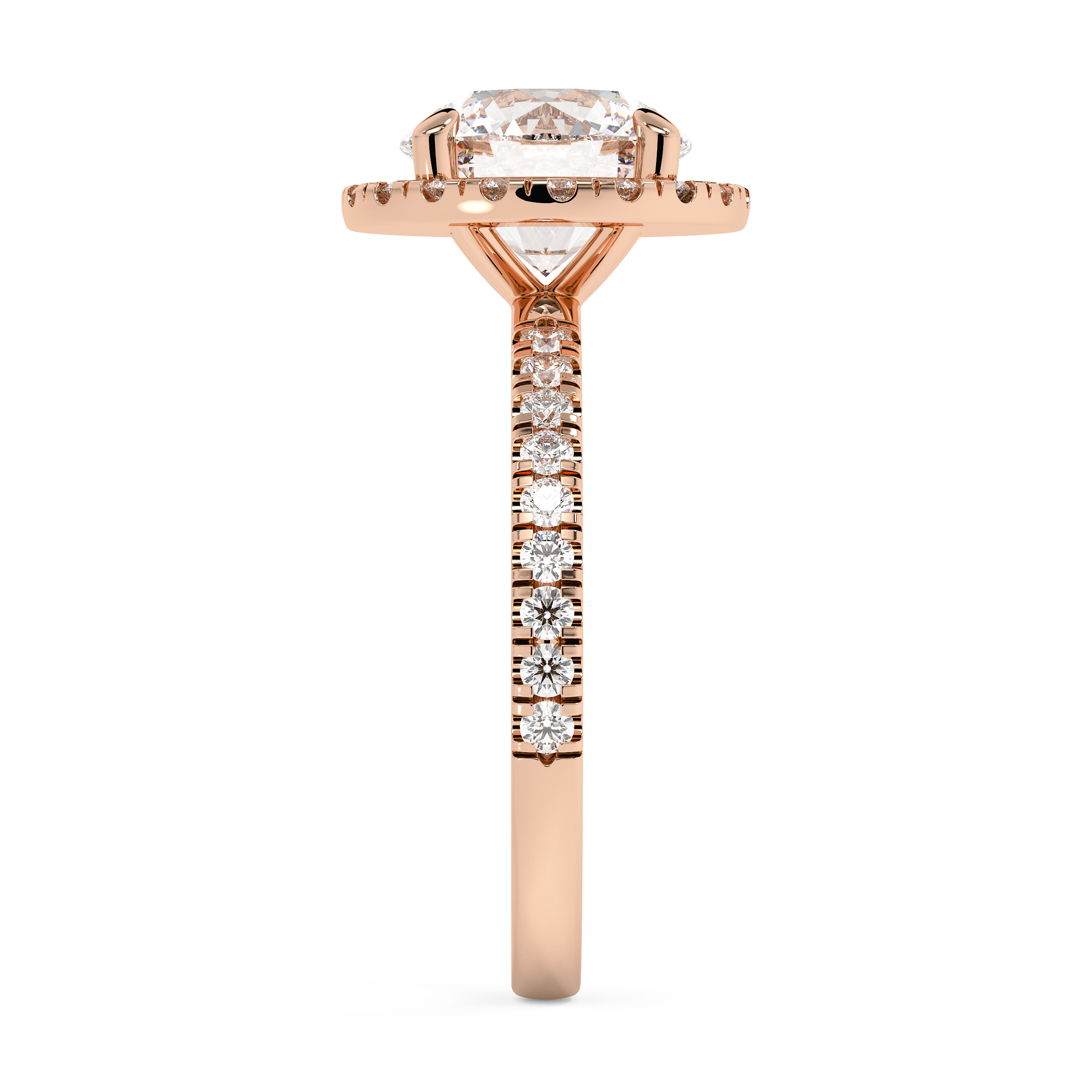 Round Halo & Pave Lab Grown Diamond Engagement Ring