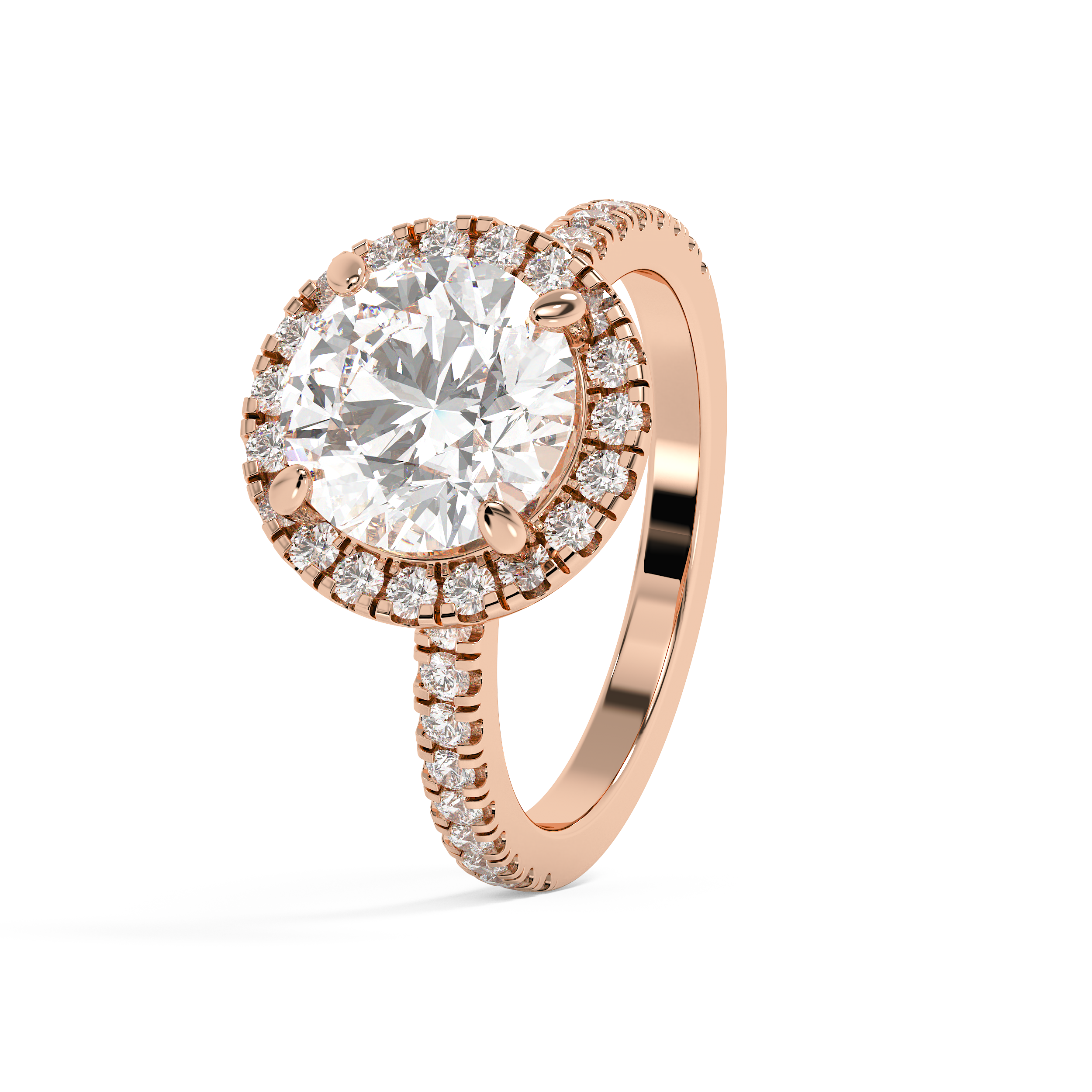 Round Halo & Pave Lab Grown Diamond Engagement Ring